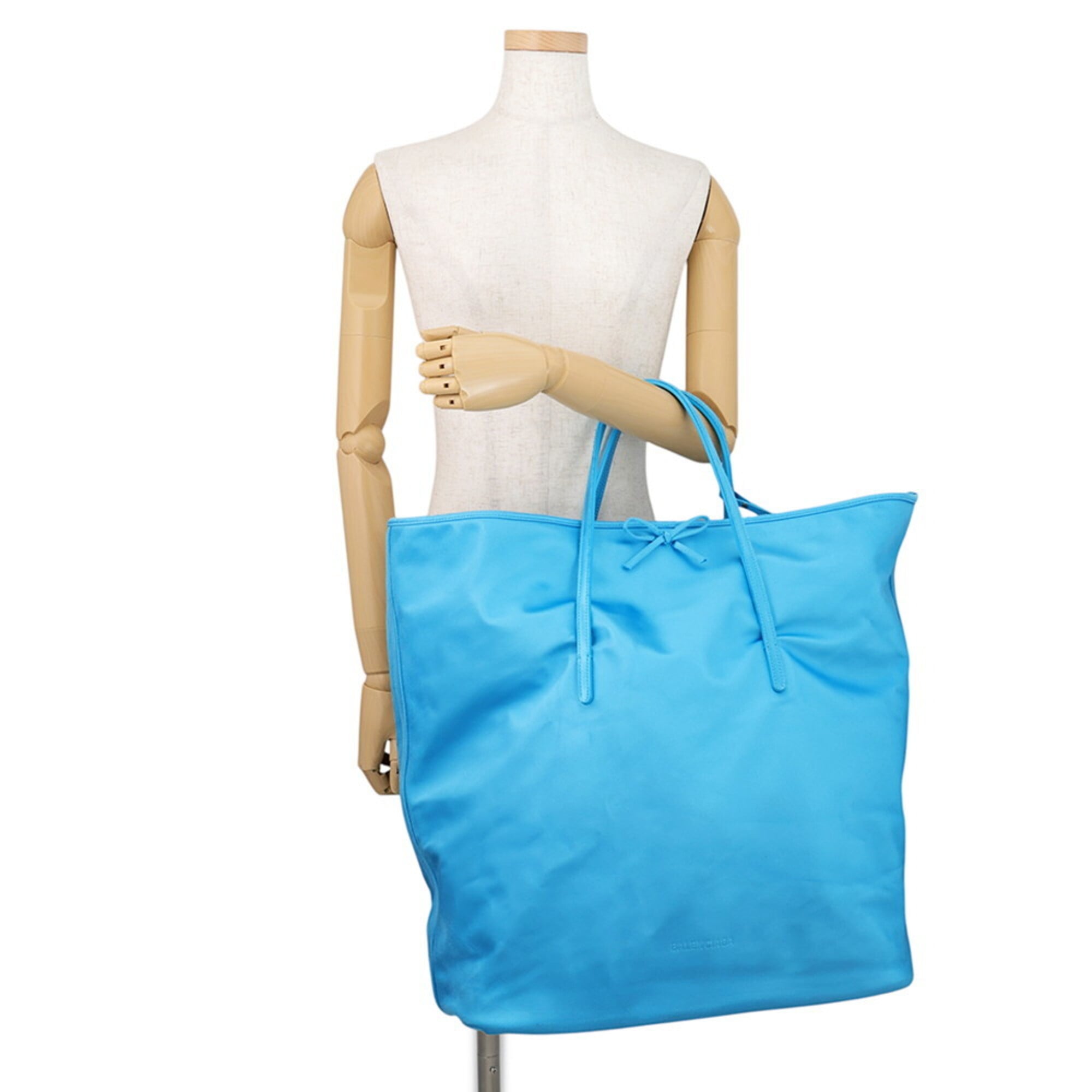 Balenciaga Blue Satin Leather Handbag Tote Bag (Pre-Owned)