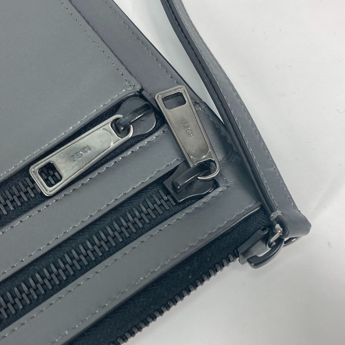 Fendi Gray Leather Clutch Bag (Pre-Owned)