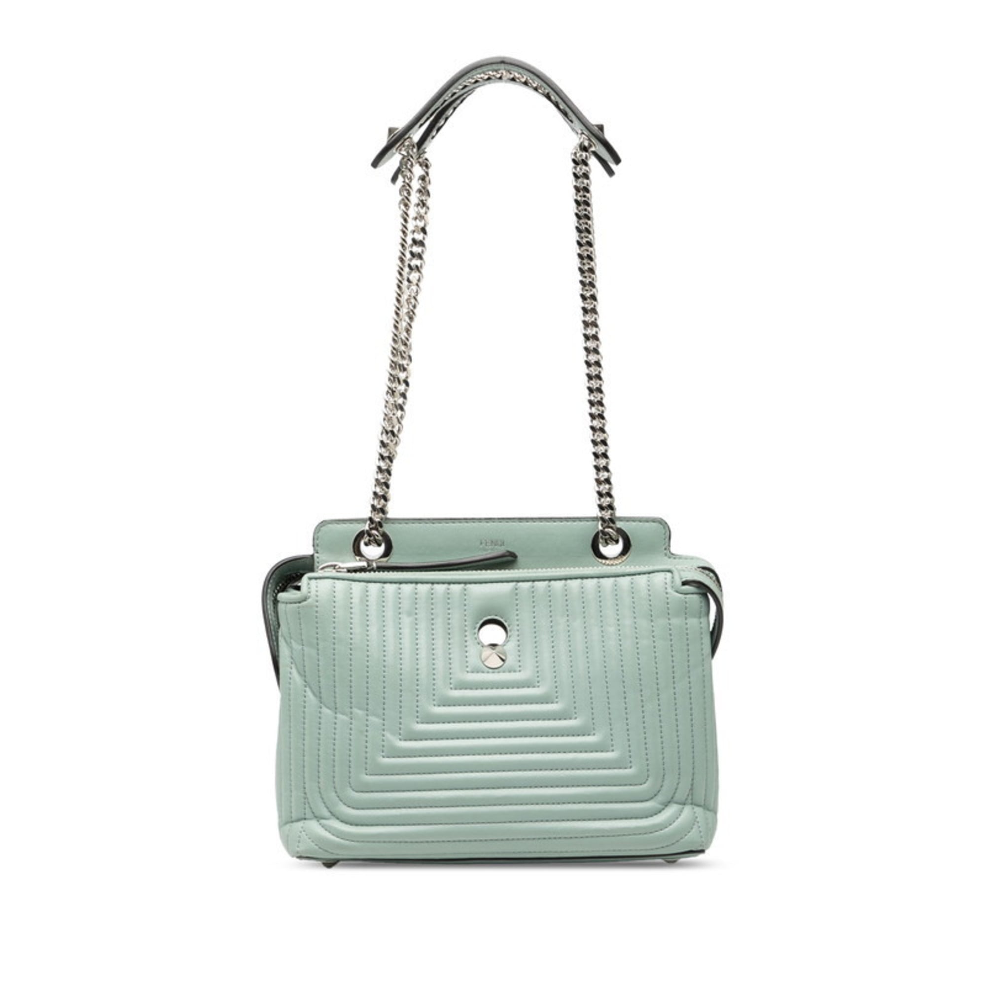 Fendi Light Blue Leather Shoulder Bag (Pre-Owned)