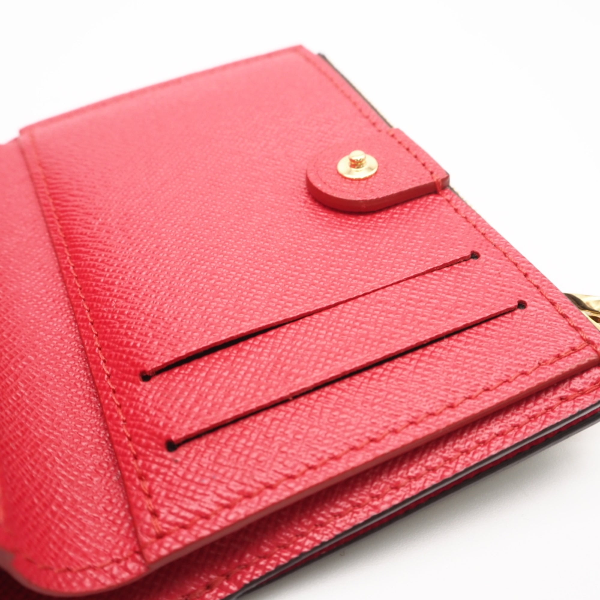 Louis Vuitton Beige Brown Red Color Coated Canvas Leather Wallet (Bi-Fold) (Pre-Owned)