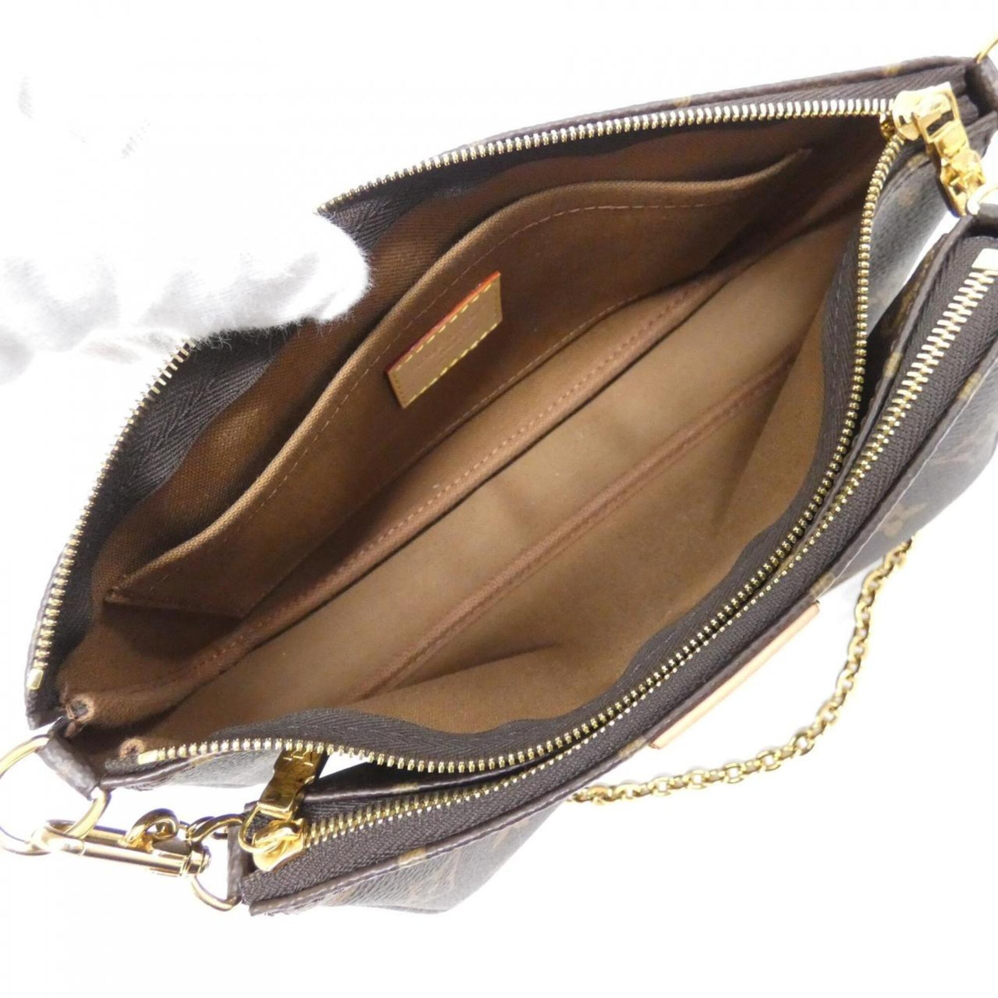 Louis Vuitton Marron Rose Clair Coated Canvas Pochette Pouch Shoulder Bag (Pre-Owned)