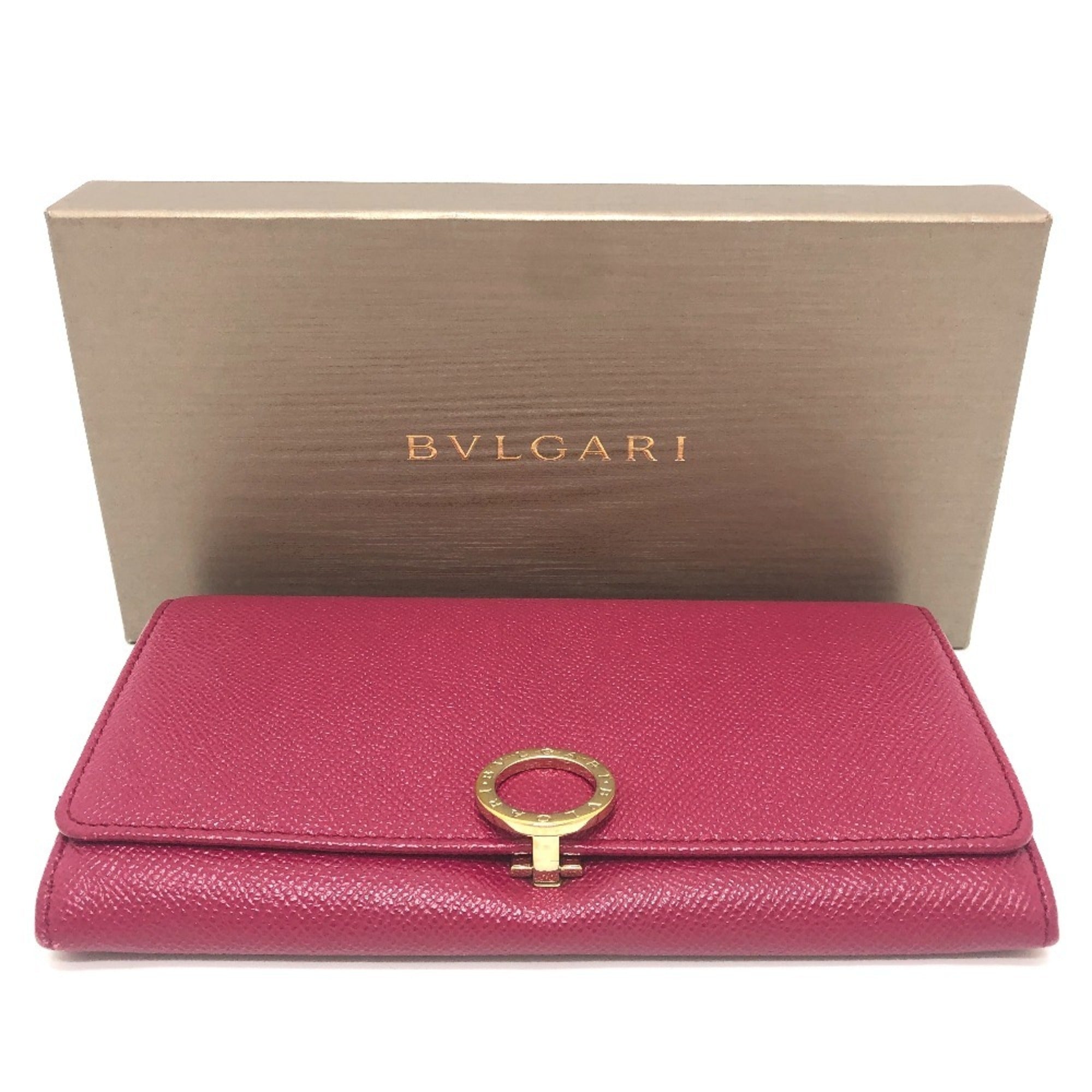 Bvlgari Red Color Leather Wallet (Bi-Fold) (Pre-Owned)