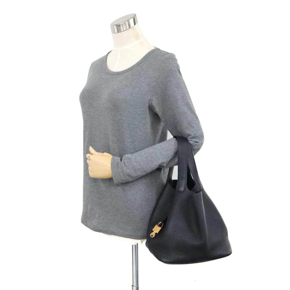 Hermes Black Taurillon Clemence Leather Handbag (Pre-Owned)