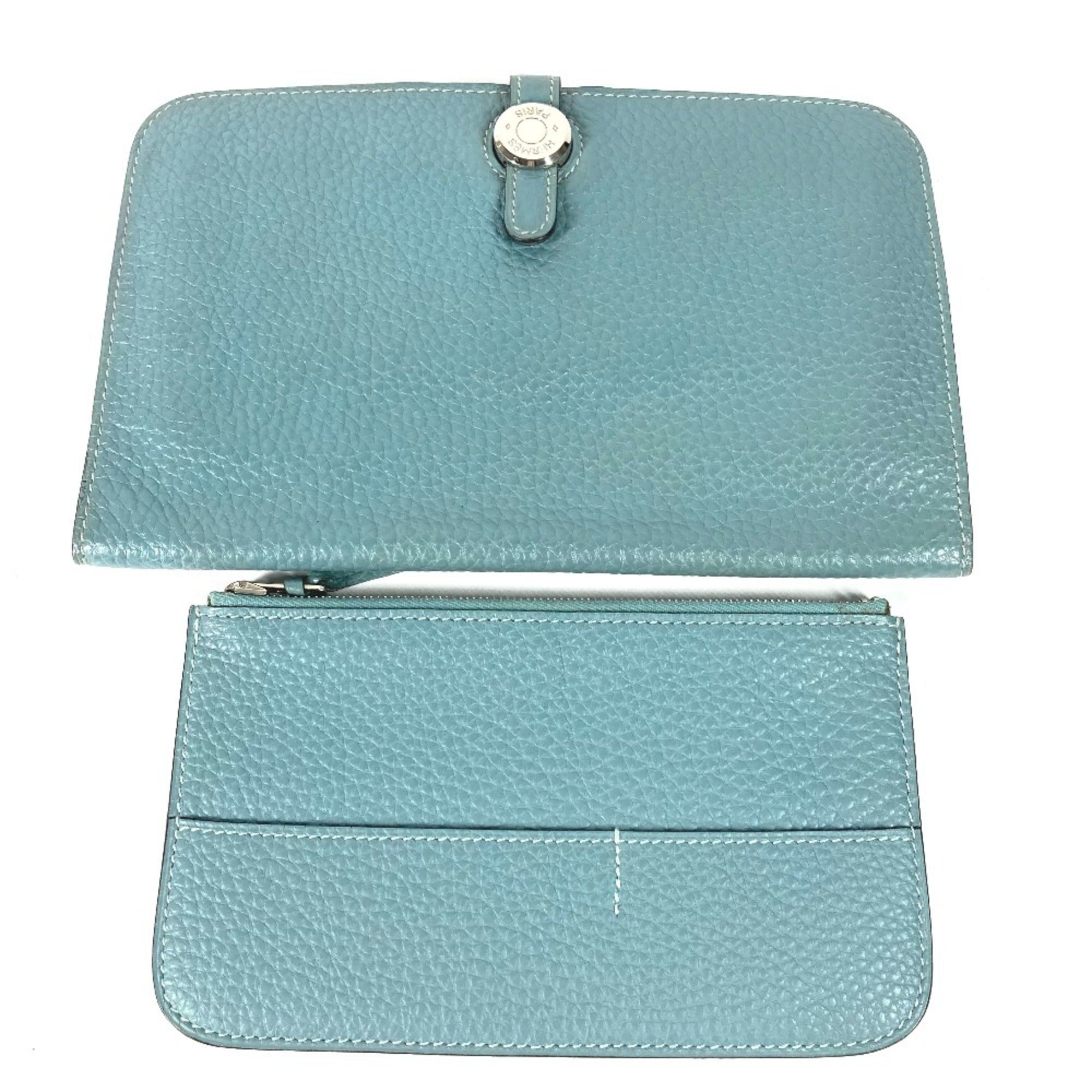 Hermes Dogon Duo Blue Togo Leather Long Wallet (Bi-Fold) (Pre-Owned)