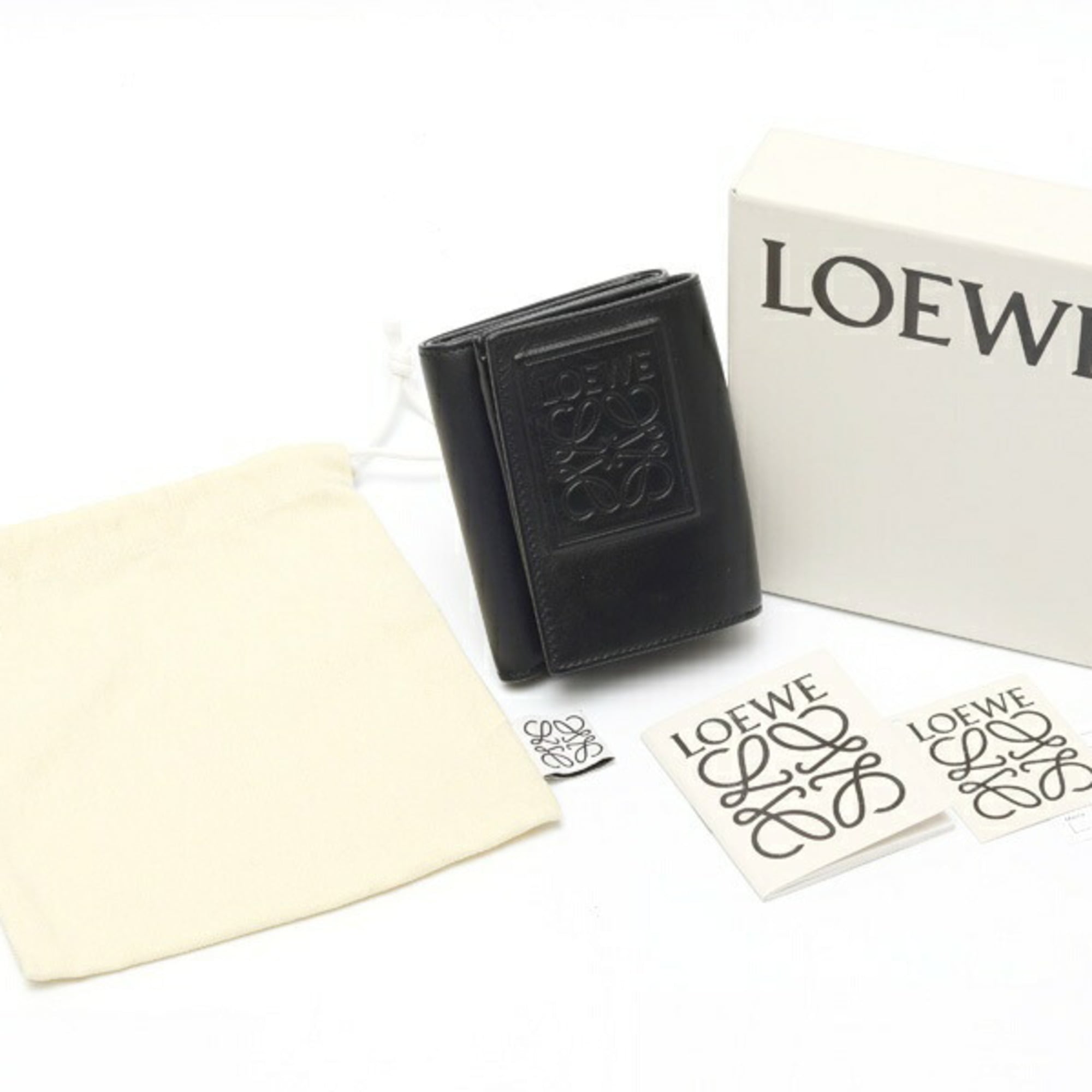 Loewe Black Satin Leather Wallet (Tri-Fold) (Pre-Owned)