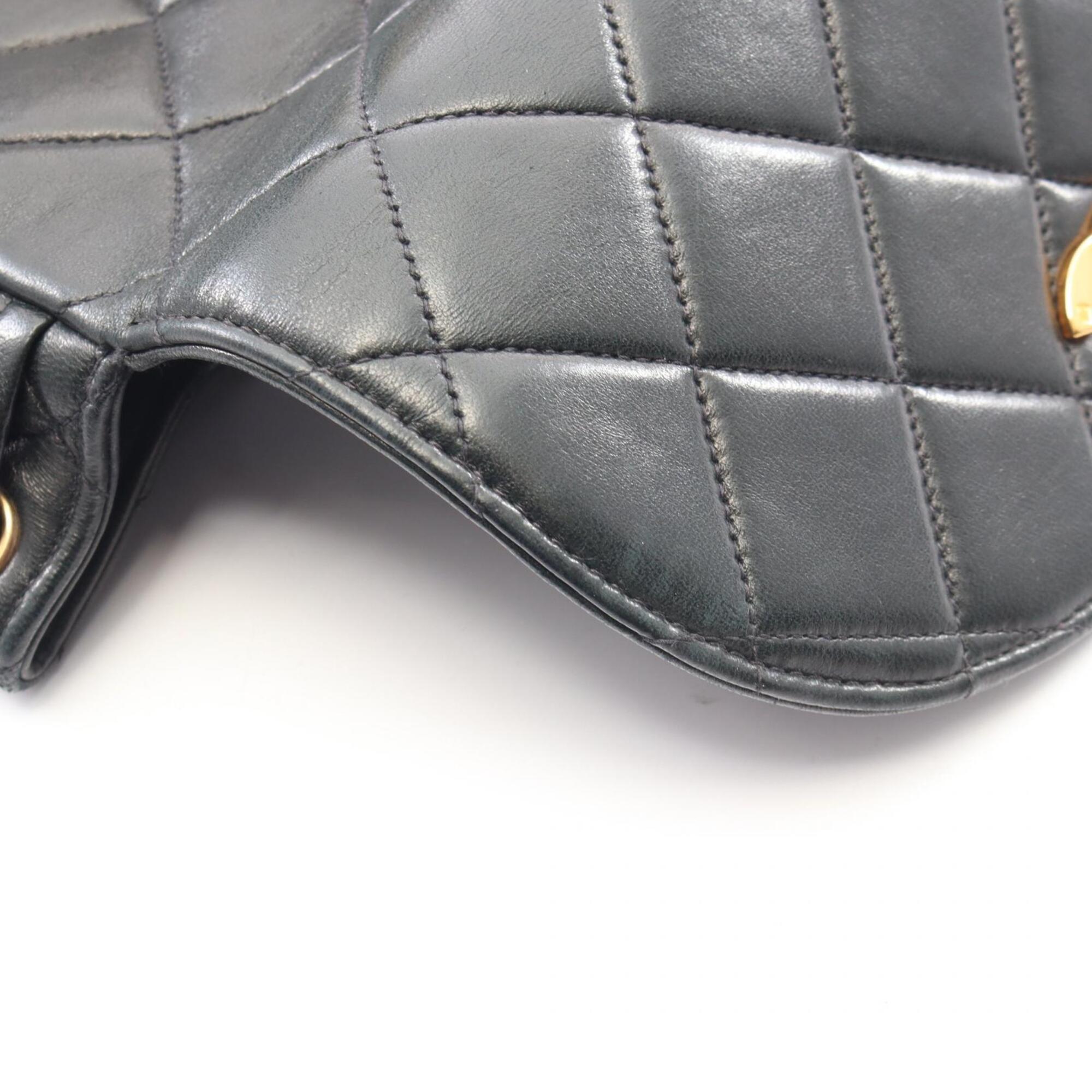 Chanel Matelasse Black Leather Backpack Handbag (Pre-Owned)