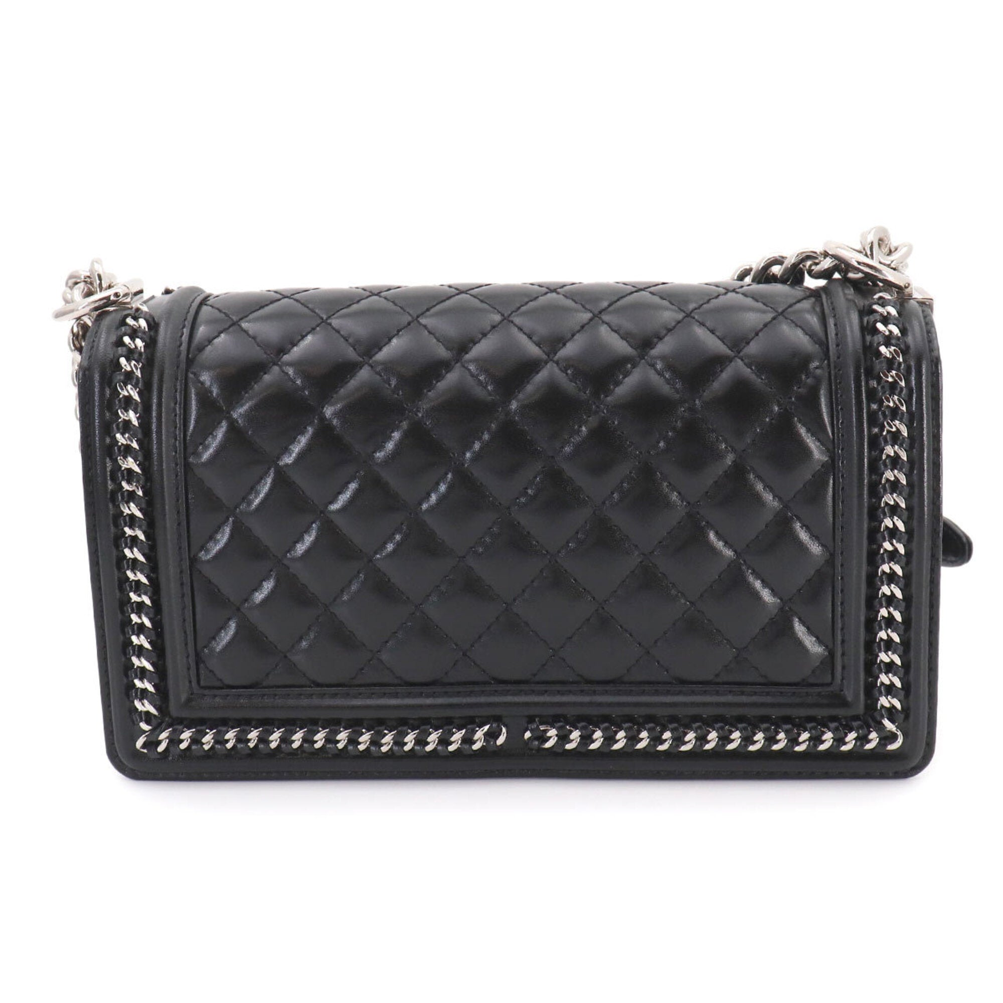 Chanel Black Leather Handbag Shoulder Bag (Pre-Owned)