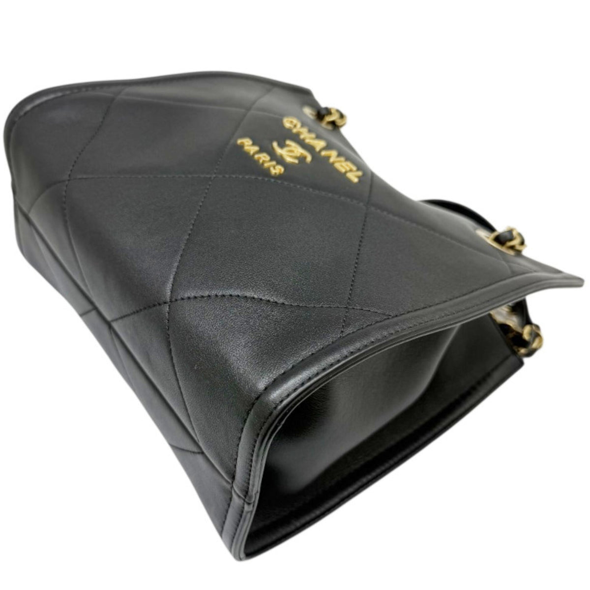 Chanel Black Leather Shoulder Bag Tote Bag (Pre-Owned)
