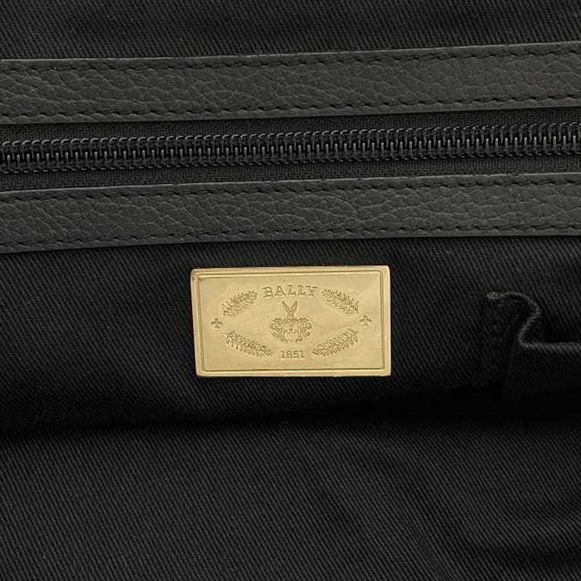 Bally Black Brown Gray Canvas Leather Boston Bag Handbag (Pre-Owned)