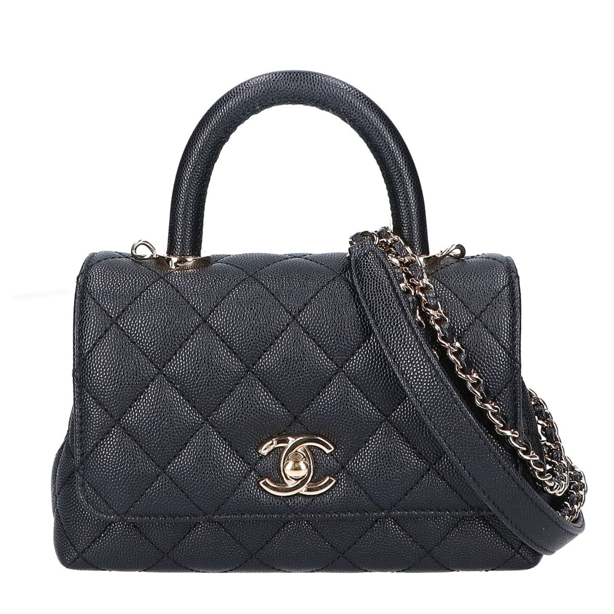 Chanel Black Grained Calfskin Shoulder Bag (Pre-Owned)