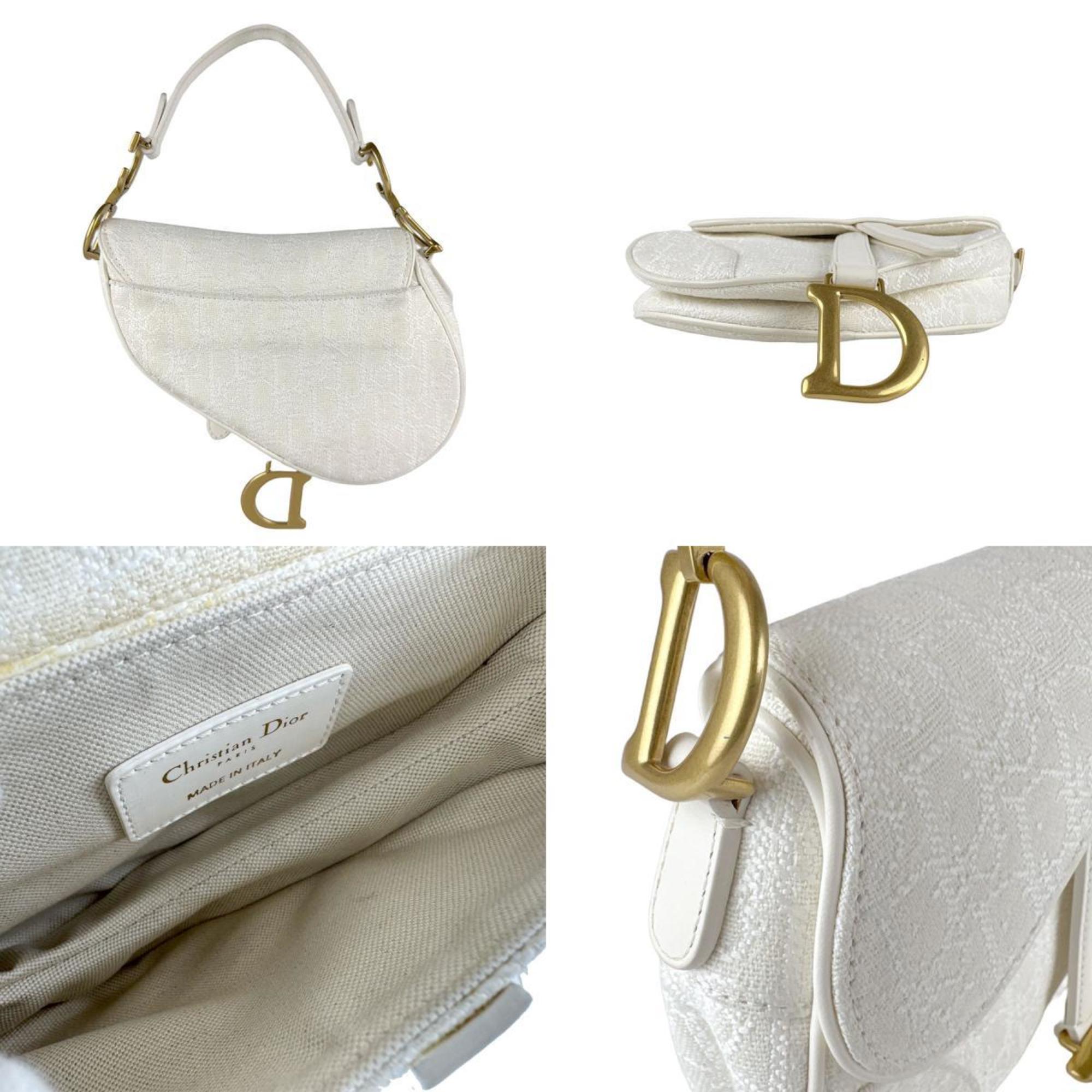 Christian Dior White Canvas Leather Handbag (Pre-Owned)