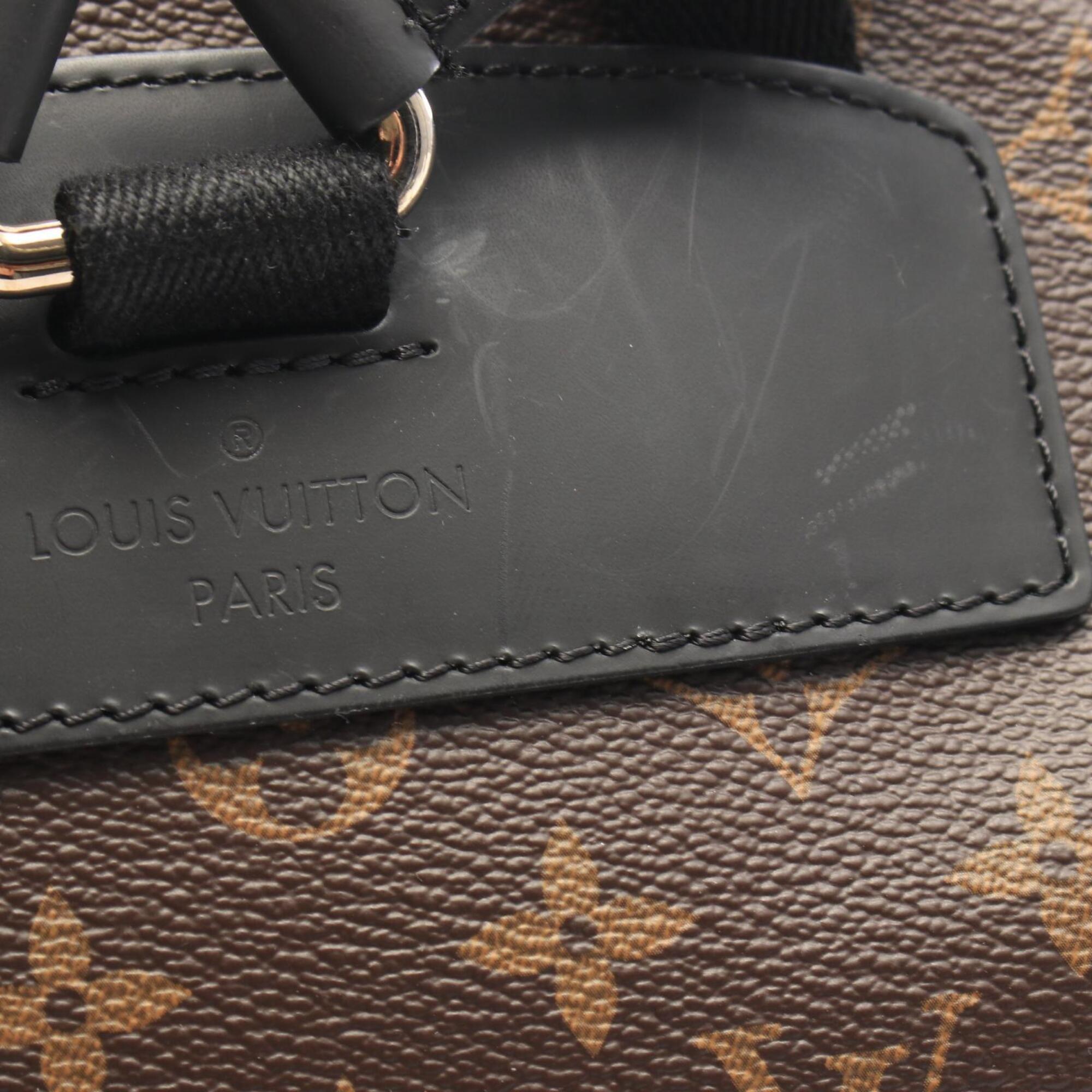 Louis Vuitton Black Brown Coated Canvas Leather Backpack Handbag (Pre-Owned)