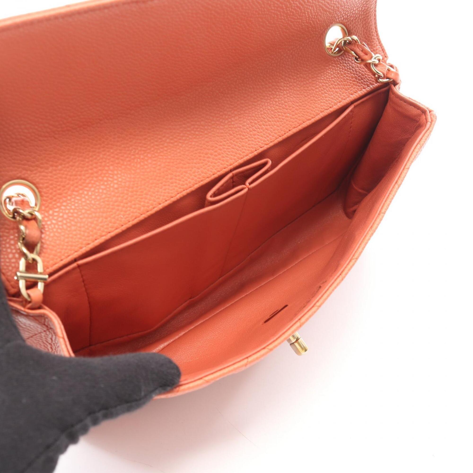 Chanel Orange Grained Calfskin Handbag Shoulder Bag (Pre-Owned)
