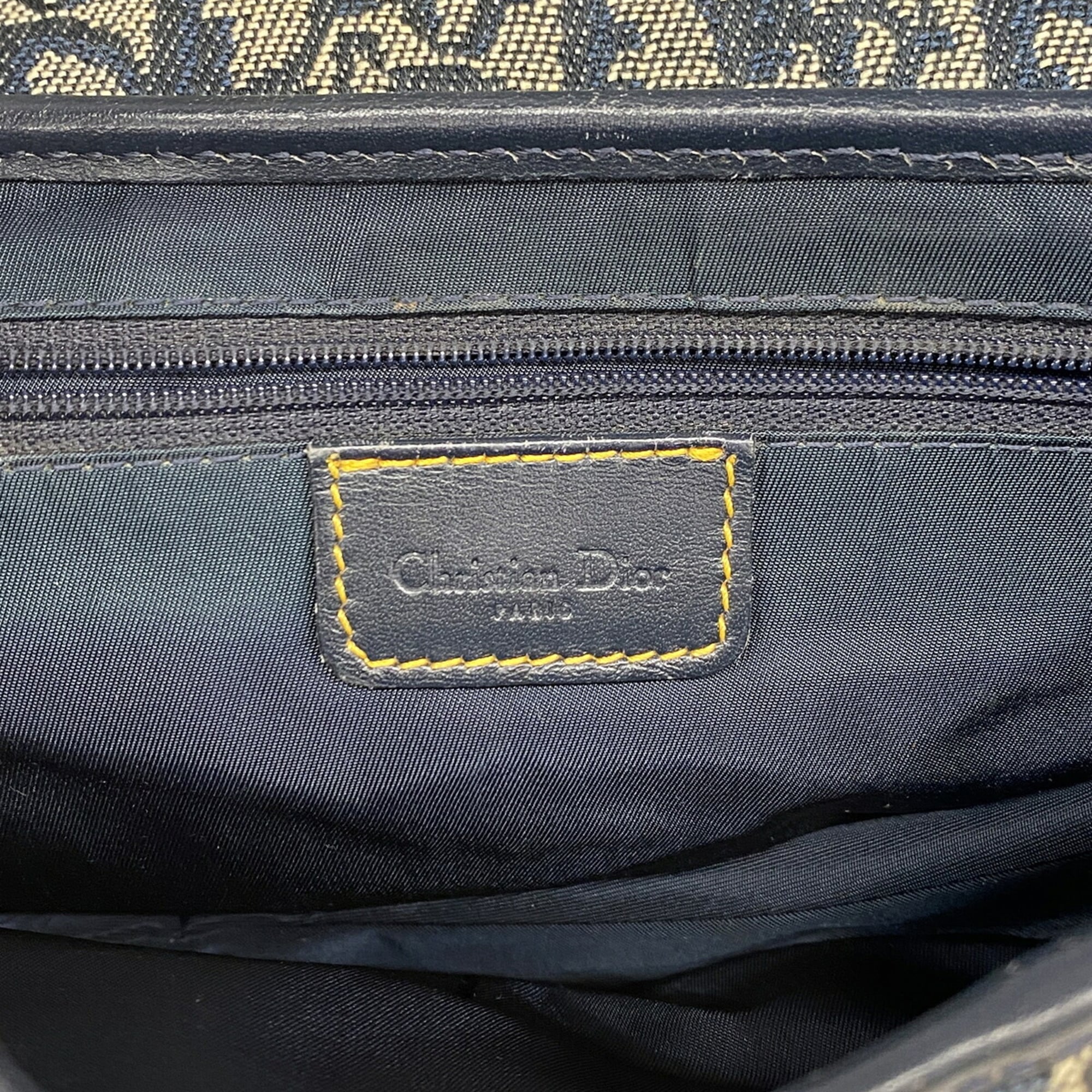 Christian Dior Beige Navy Canvas Handbag (Pre-Owned)