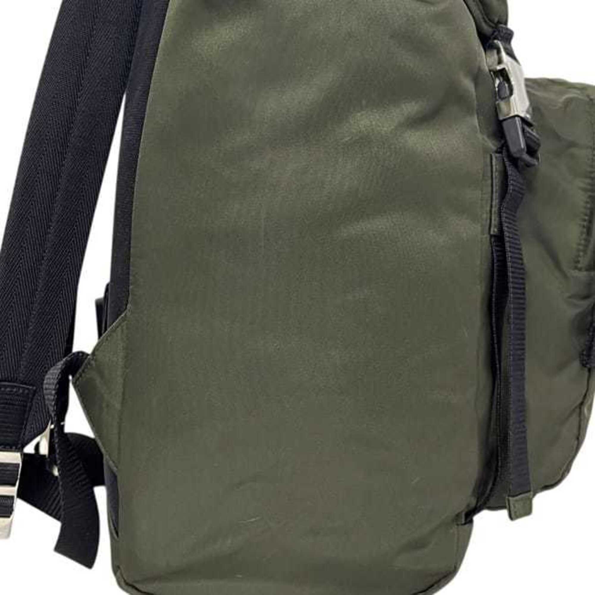 Prada Green Khaki Mimetico Nylon Leather Backpack (Pre-Owned)