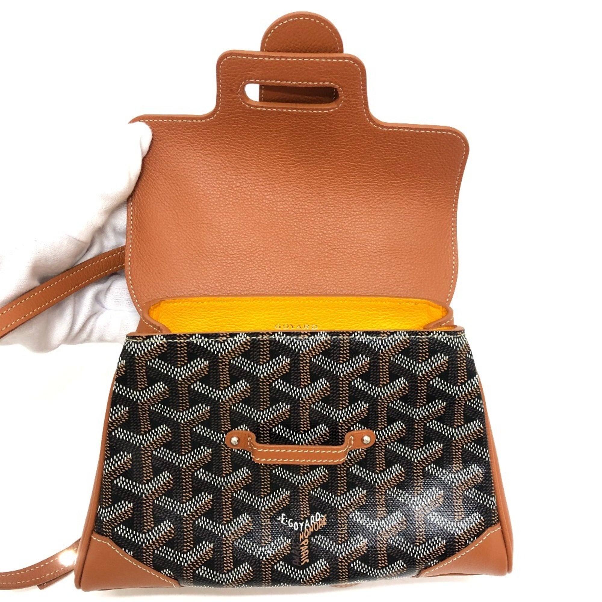 Goyard Black Brown Coated Canvas Leather Handbag Shoulder Bag (Pre-Owned)