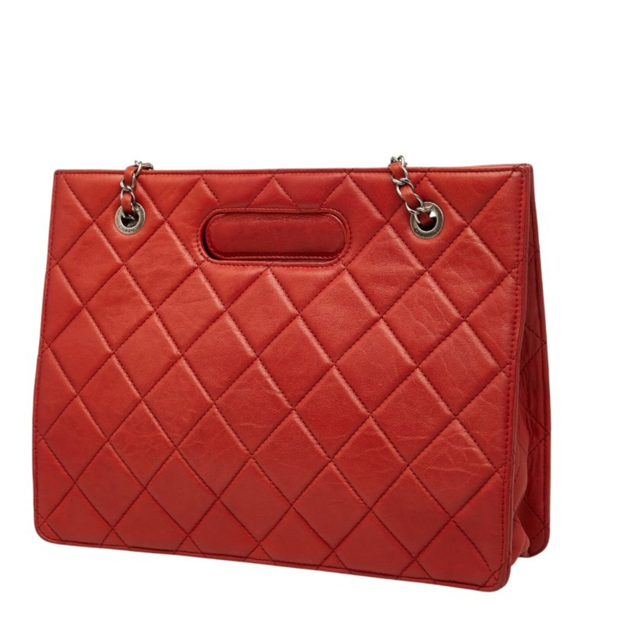 Chanel Red Color Leather Handbag Shoulder Bag (Pre-Owned)