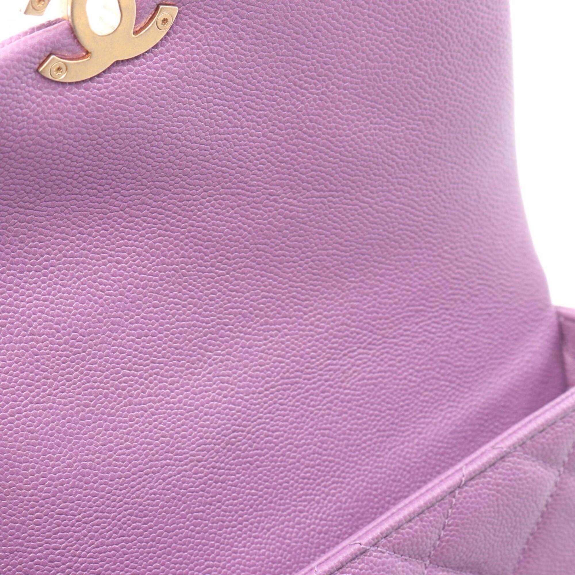 Chanel Purple Grained Calfskin Handbag Shoulder Bag (Pre-Owned)
