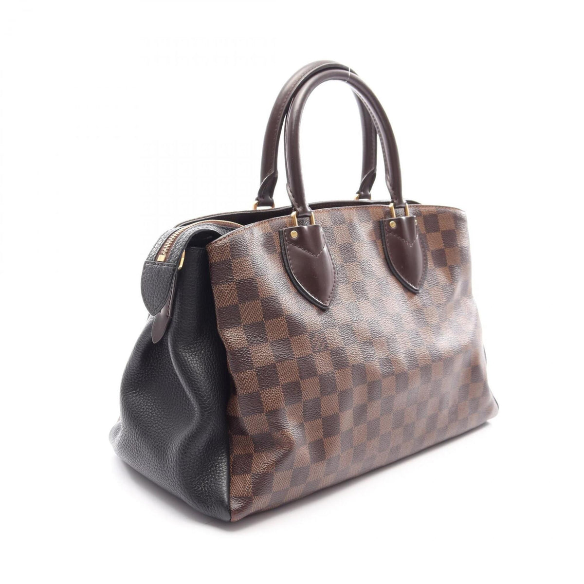 Louis Vuitton Black Brown Coated Canvas Leather Handbag (Pre-Owned)