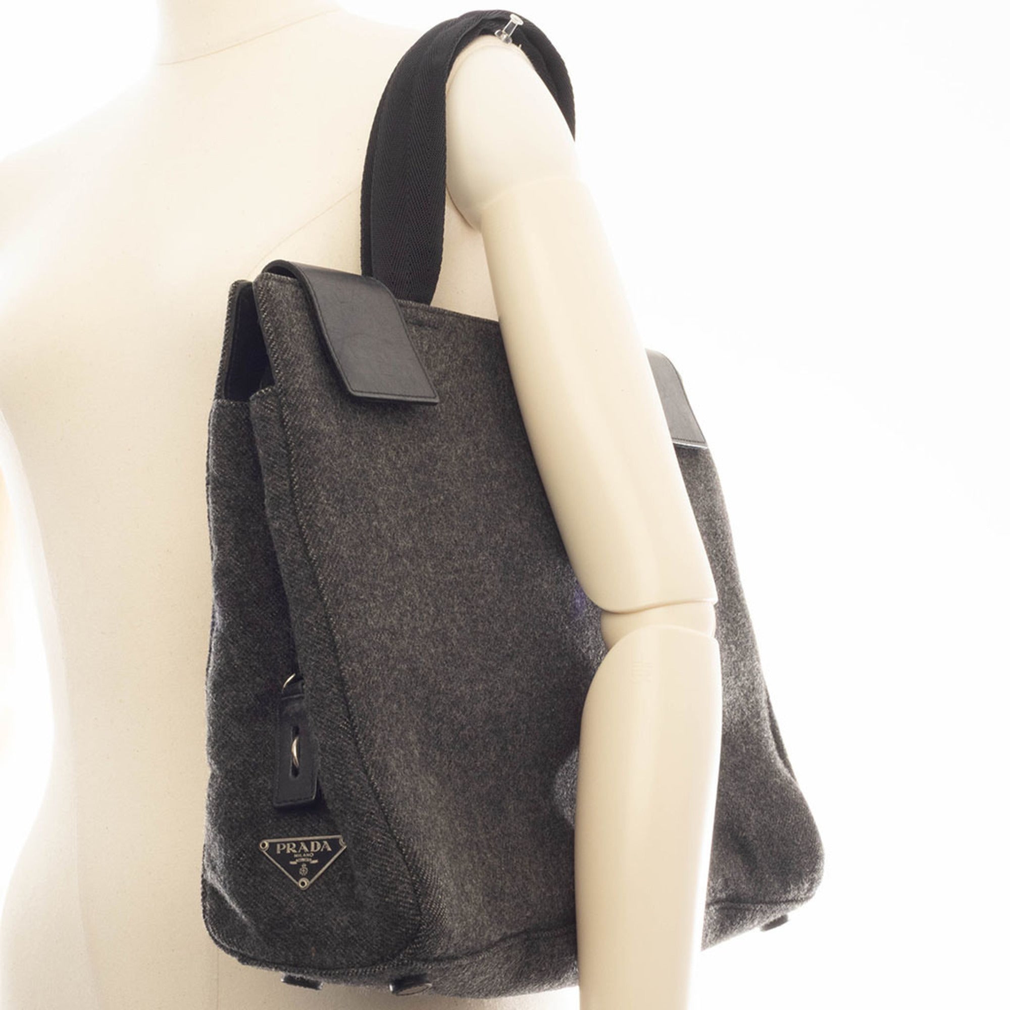 Prada Gray Polyester Handbag (Pre-Owned)
