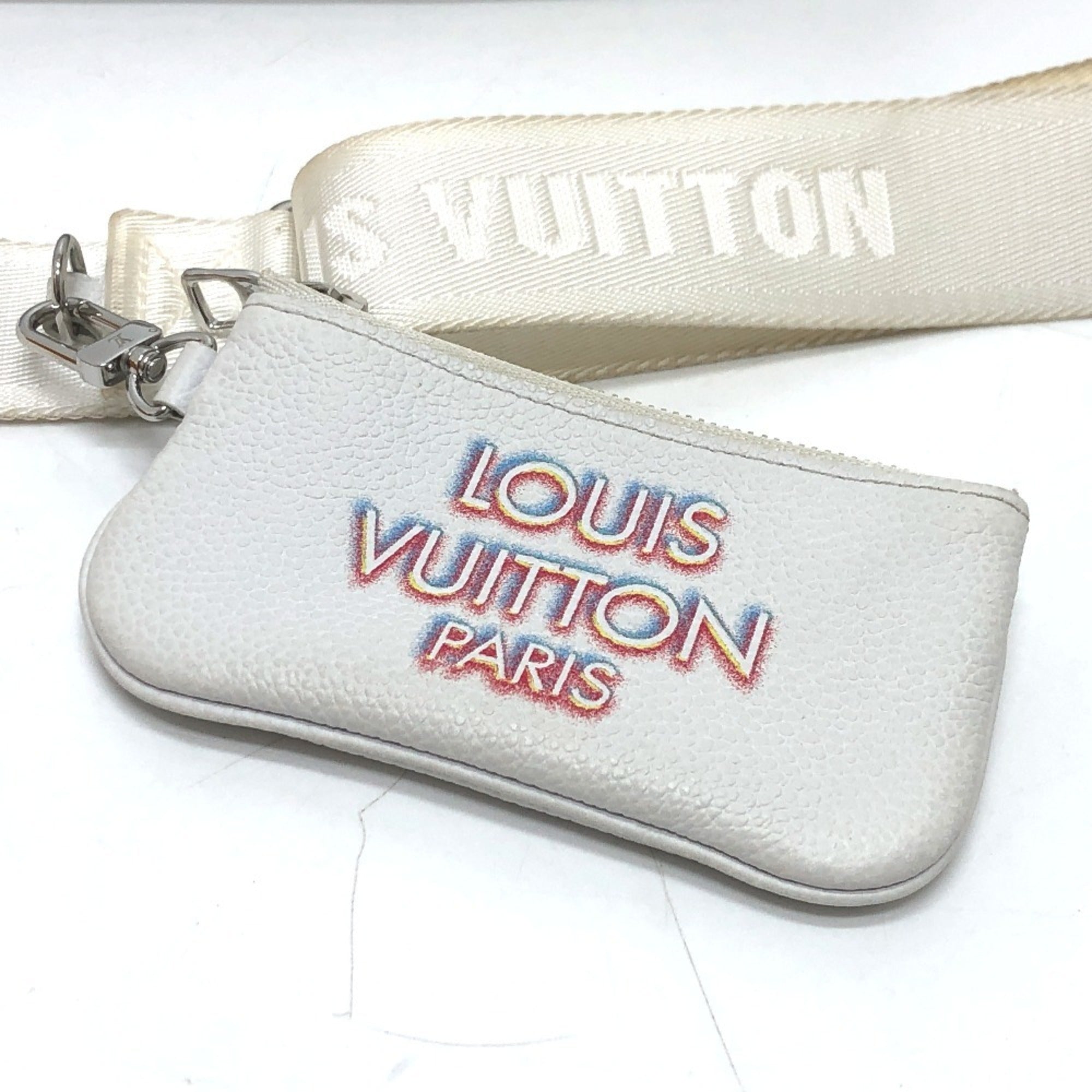 Louis Vuitton White Yellow Damier Canvas Pouch Shoulder Bag (Pre-Owned)