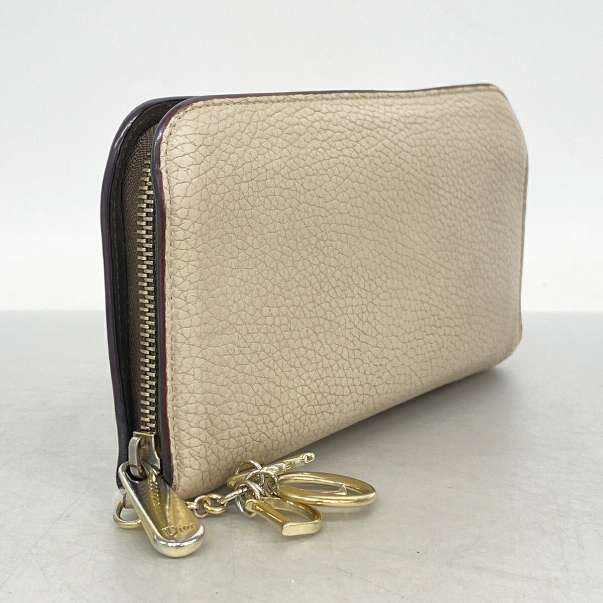 Christian Dior Beige Leather Long Wallet (Bi-Fold) (Pre-Owned)