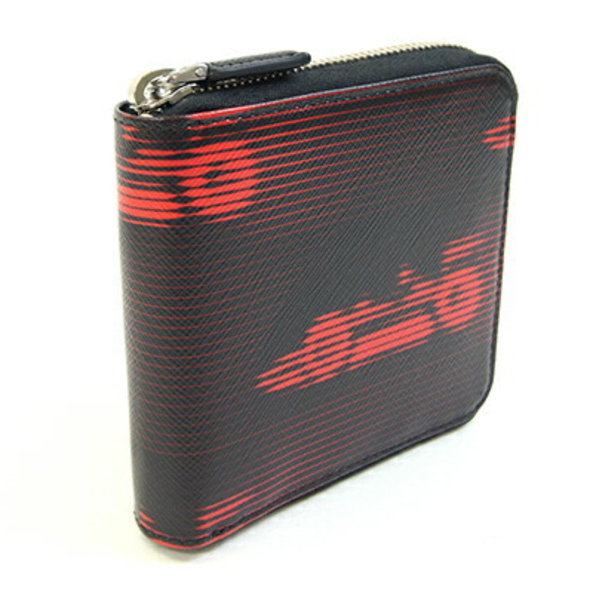 Prada Black Red Color Leather Wallet (Bi-Fold) (Pre-Owned)