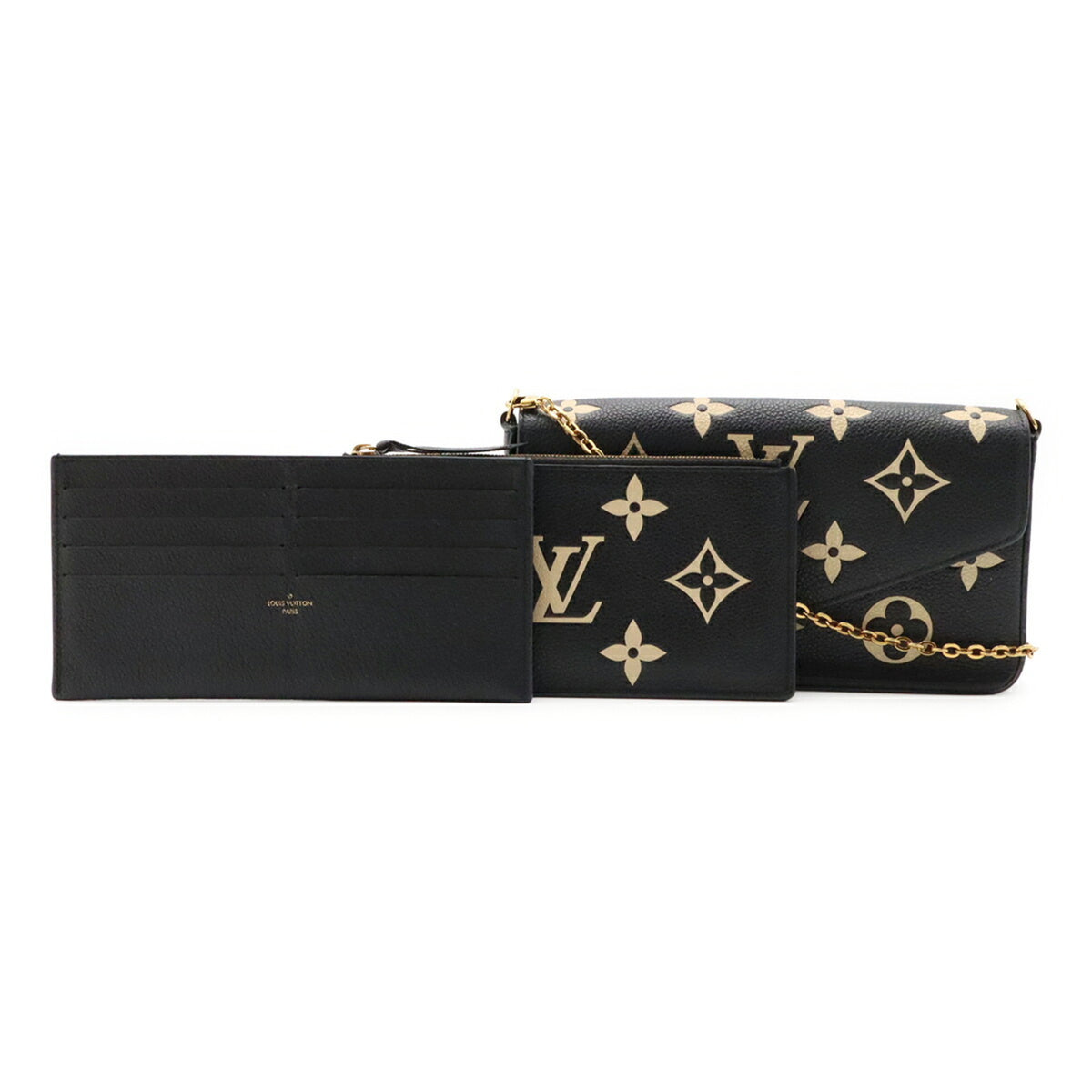 Louis Vuitton Beige Black Monogram Empreinte Leather Clutch Bag Pochette Shoulder Bag (Pre-Owned)