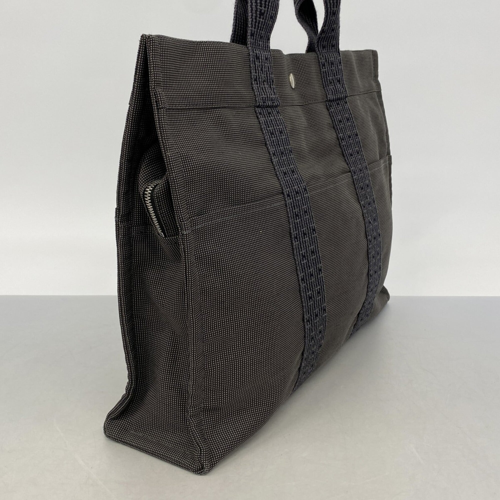 Hermes Gray Canvas Tote Bag (Pre-Owned)