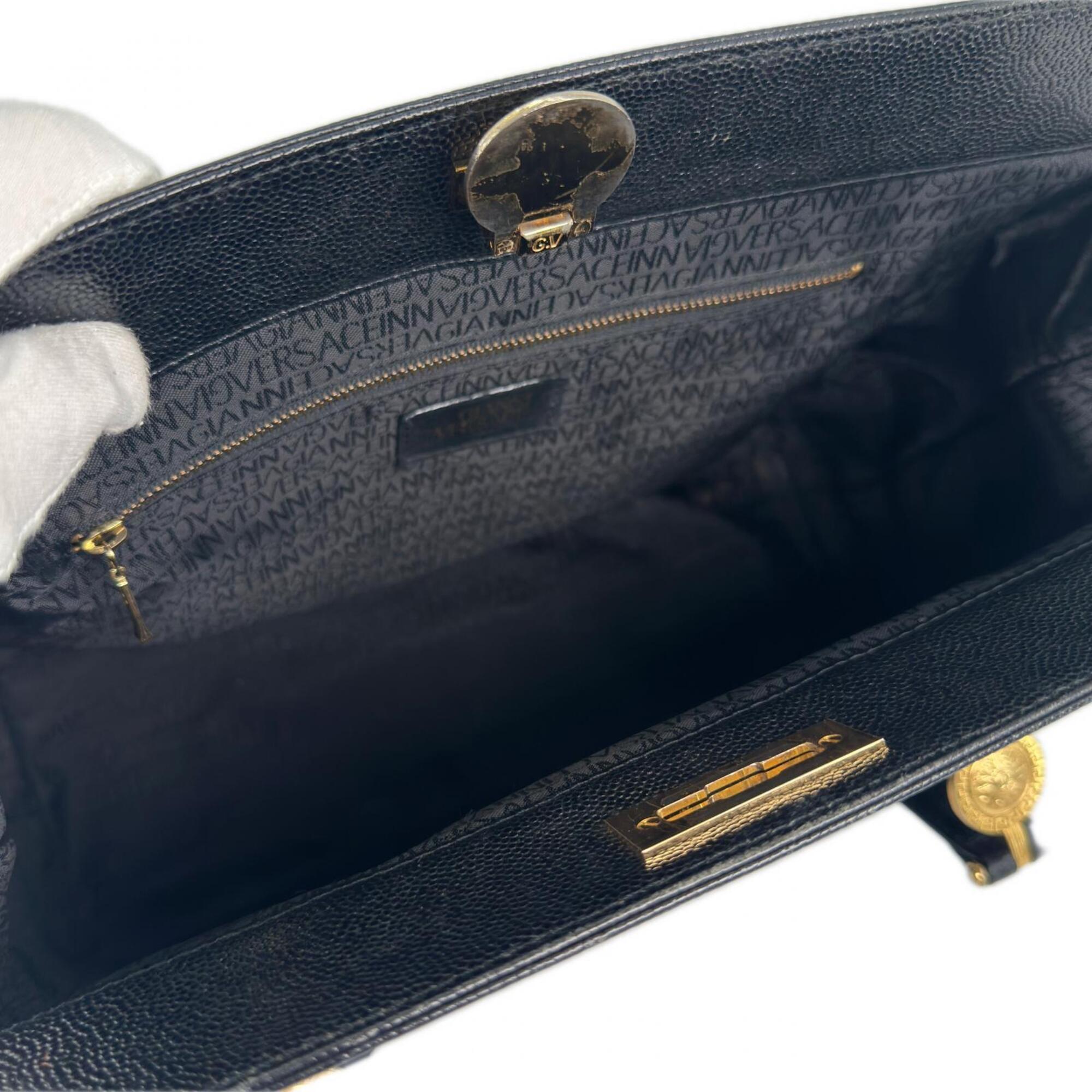 Versace Black Leather Tote Bag (Pre-Owned)