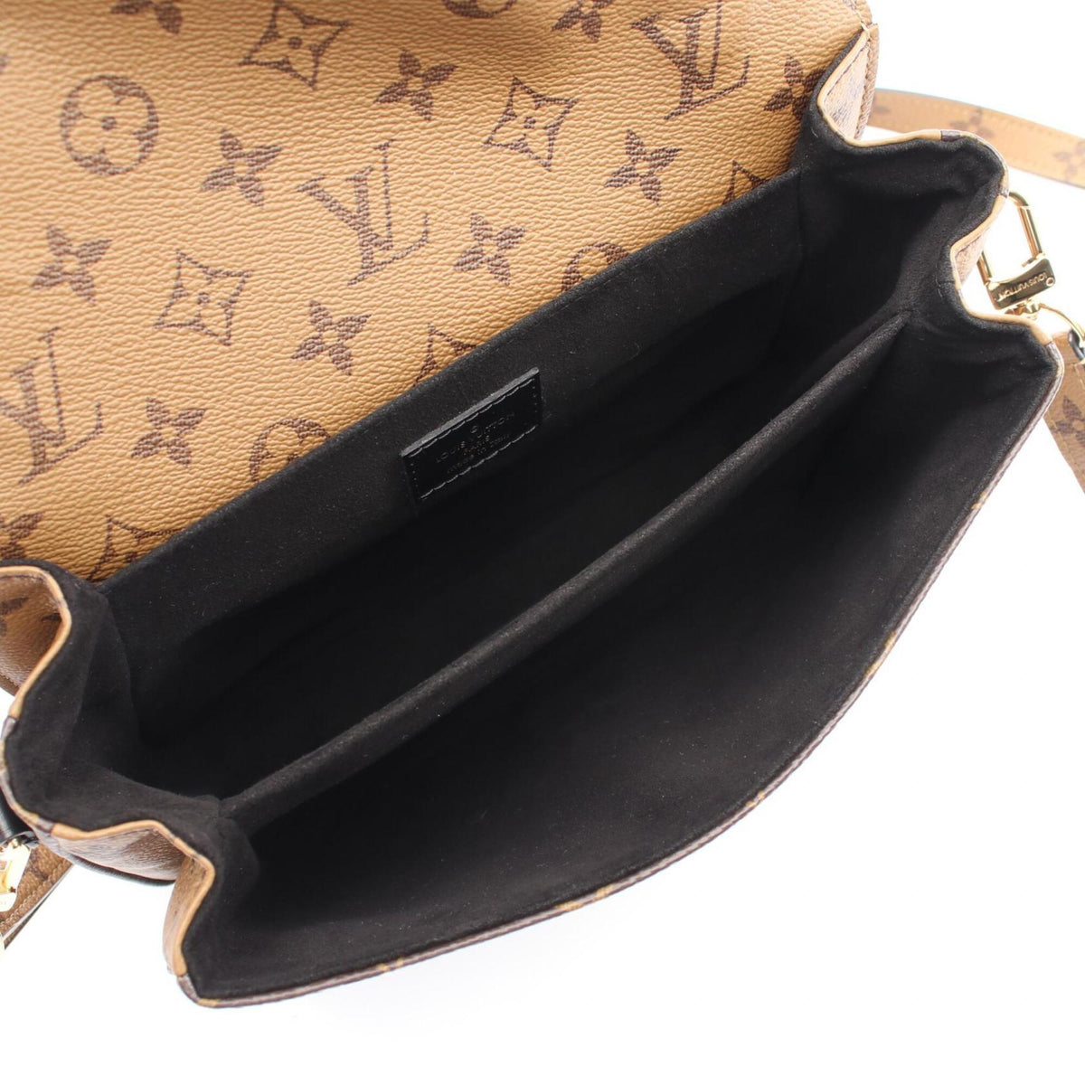 Louis Vuitton Black Brown Coated Canvas Leather Handbag Pochette (Pre-Owned)