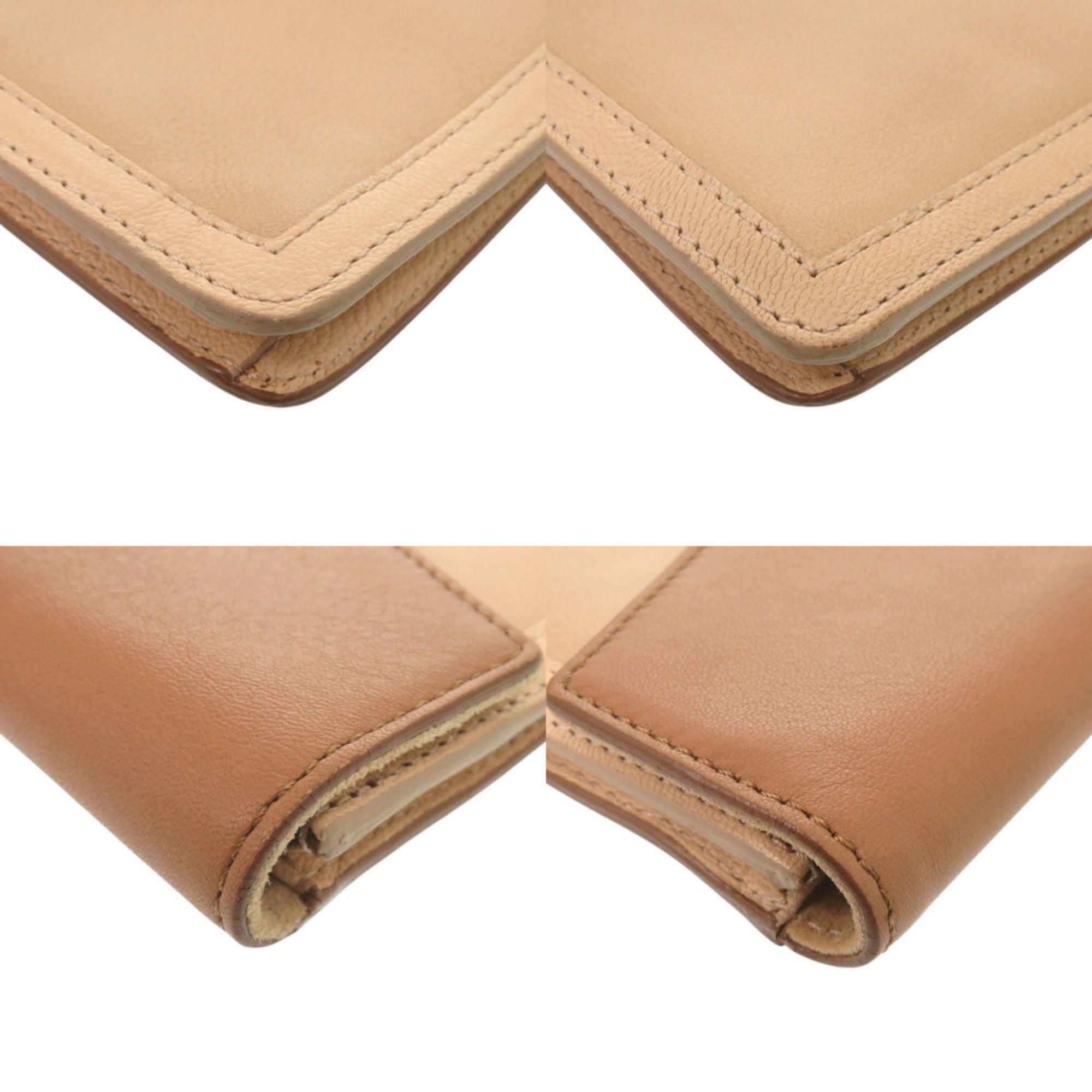 Fendi Beige Brown Leather Clutch Bag (Pre-Owned)