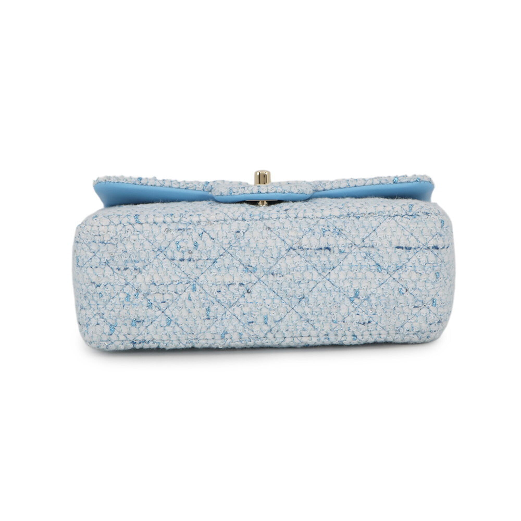 Chanel Blue White Tweed Handbag Shoulder Bag (Pre-Owned)
