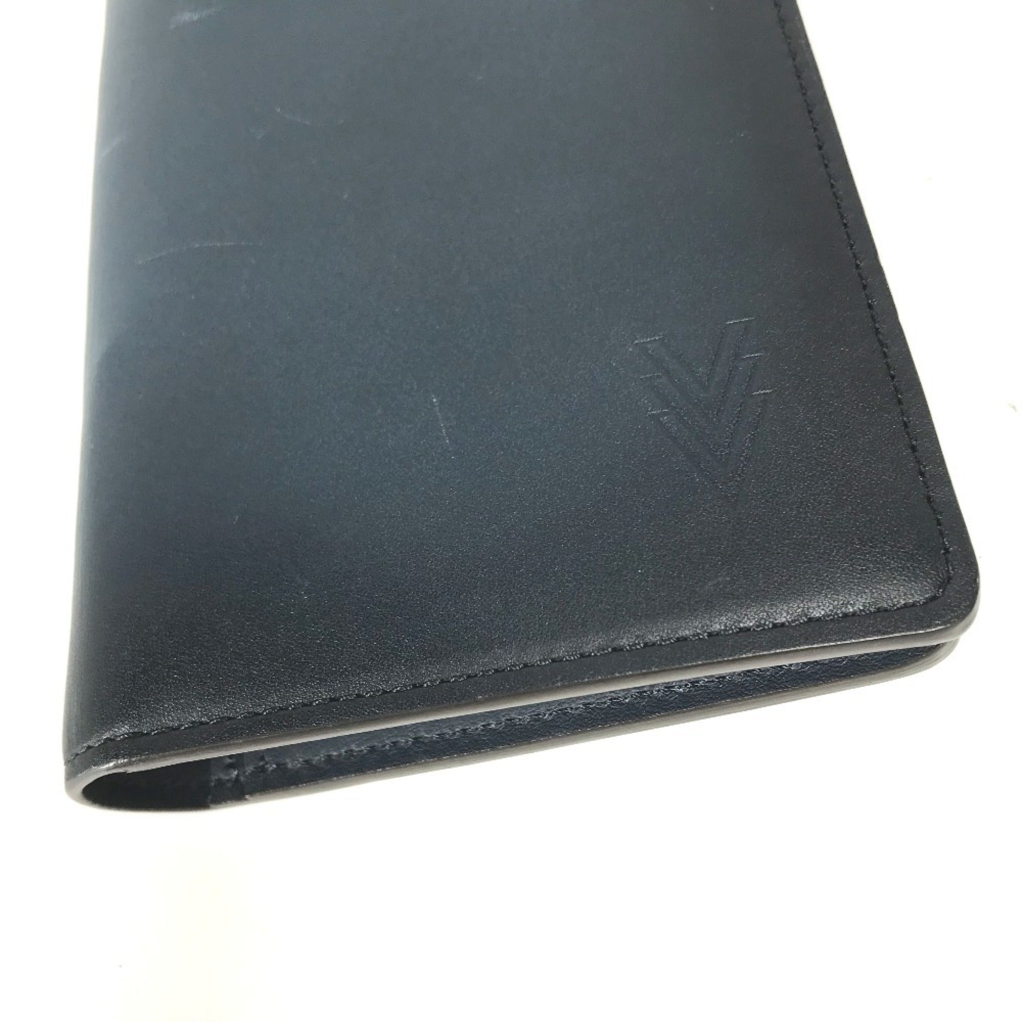 Louis Vuitton Ombre Navy Leather Long Wallet (Bi-Fold) (Pre-Owned)