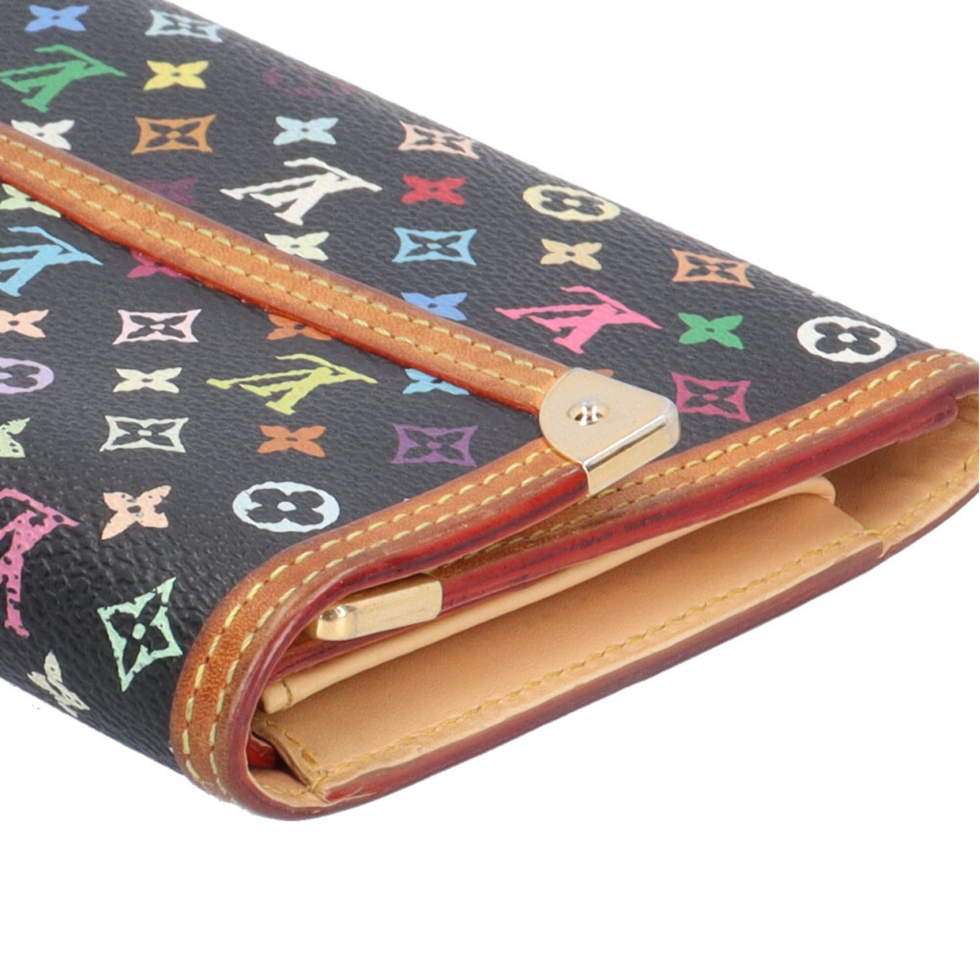 Louis Vuitton Black Noir Monogram Multicolore Long Wallet (Bi-Fold) (Pre-Owned)