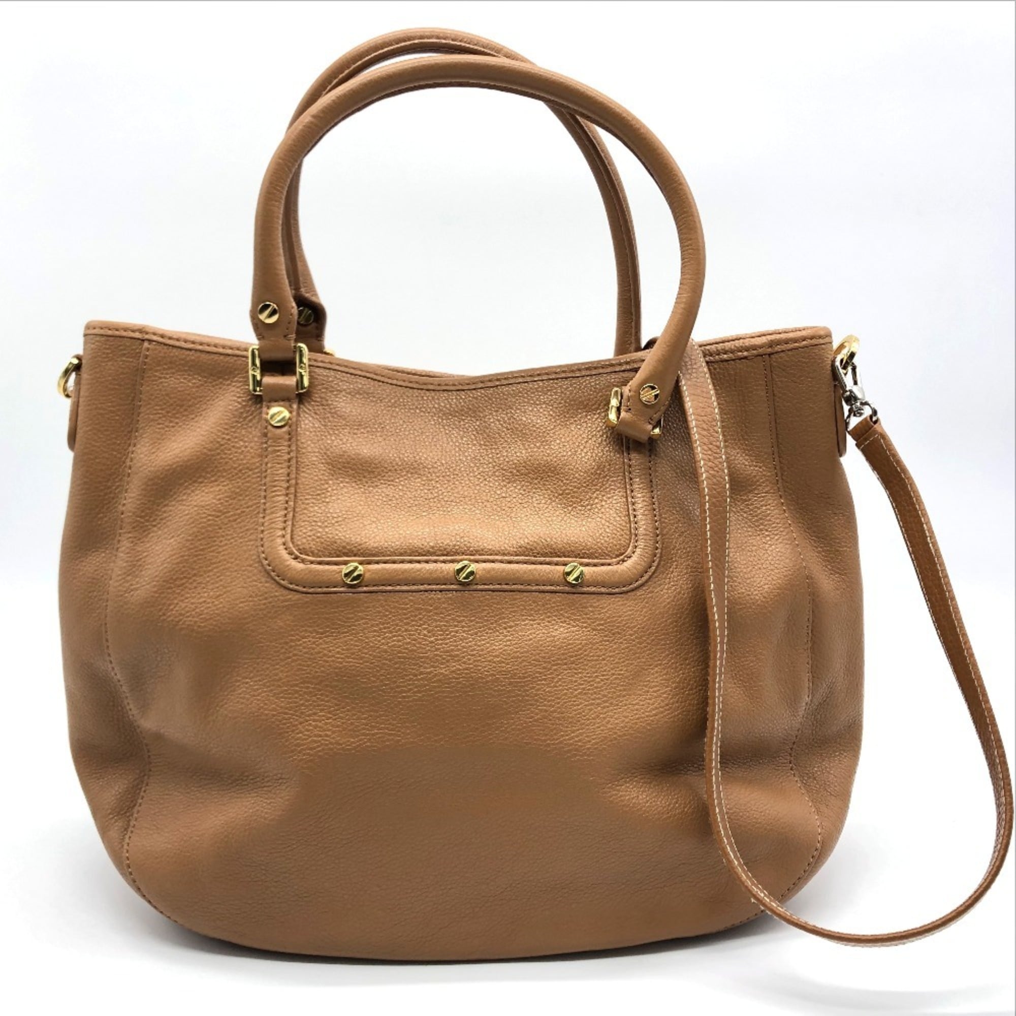 Tory Burch Brown Camel Leather Handbag Shoulder Bag Tote Bag (Pre-Owned)