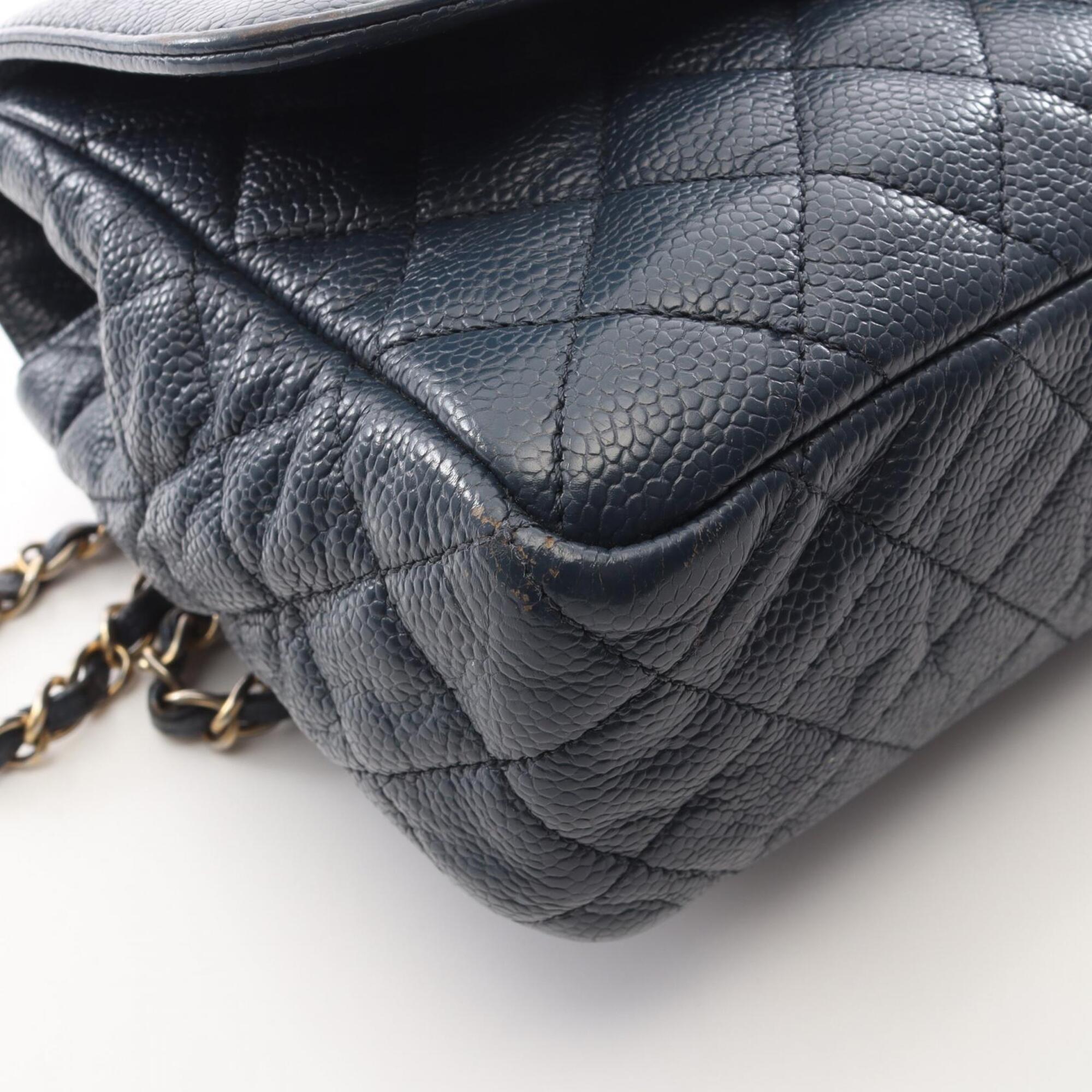 Chanel Navy Grained Calfskin Handbag Shoulder Bag (Pre-Owned)