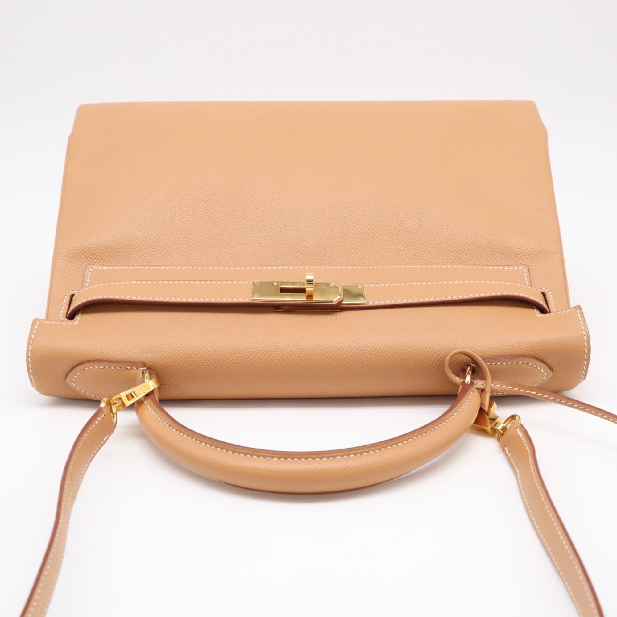 Hermes Kelly Brown Courchevel Leather Handbag (Pre-Owned)