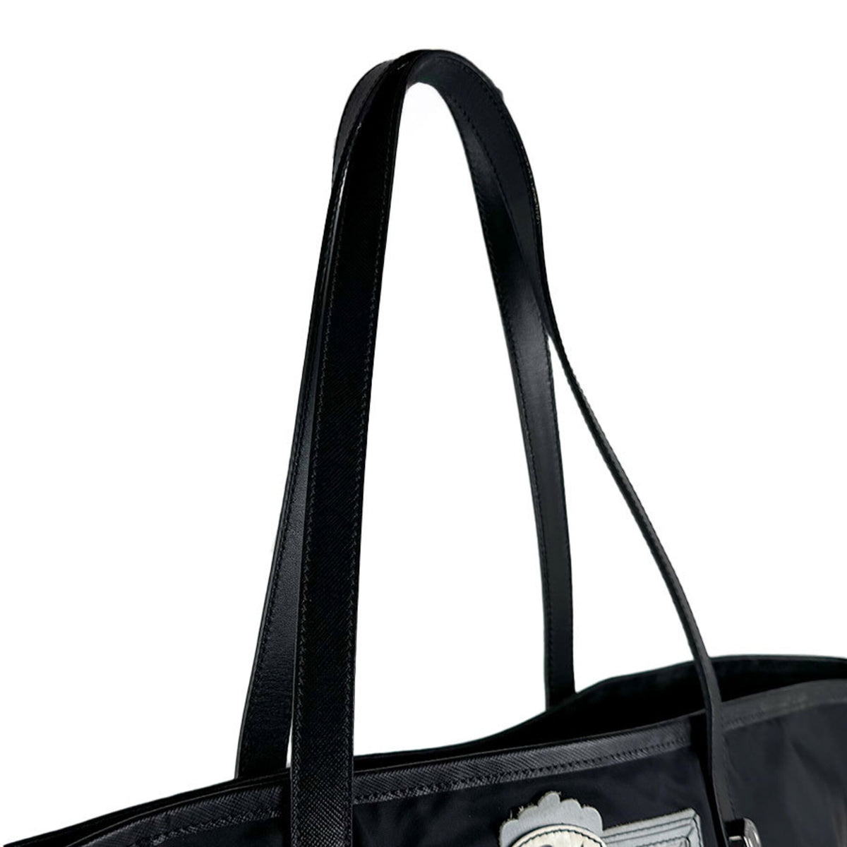 Prada Black Multi-Color Nylon Shoulder Bag Tote Bag (Pre-Owned)