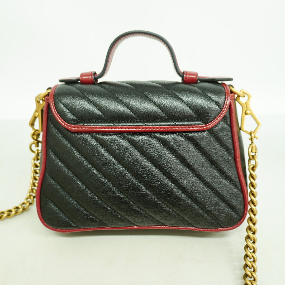 Gucci Black Red Color Leather Handbag (Pre-Owned)
