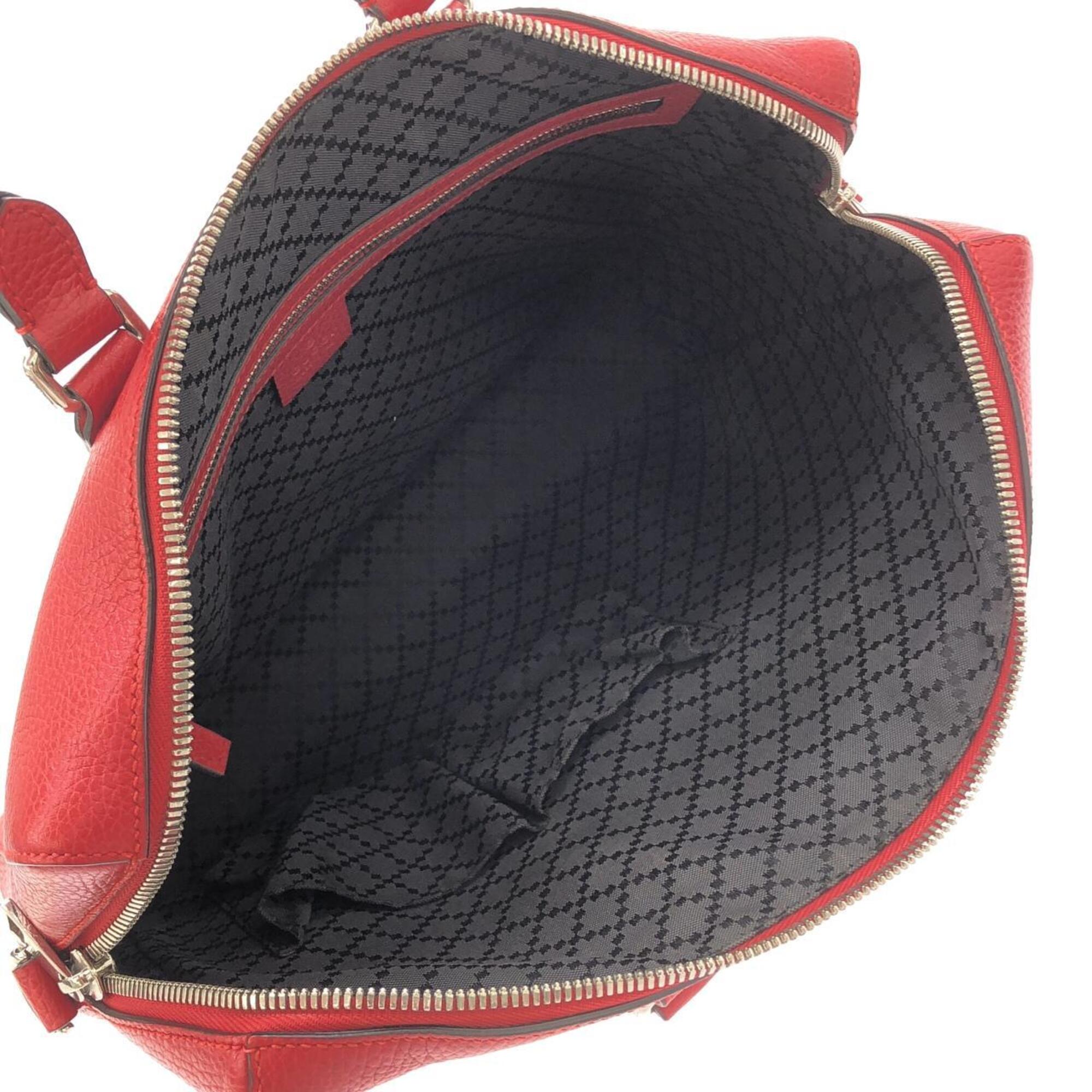Gucci Red Color Leather Handbag (Pre-Owned)