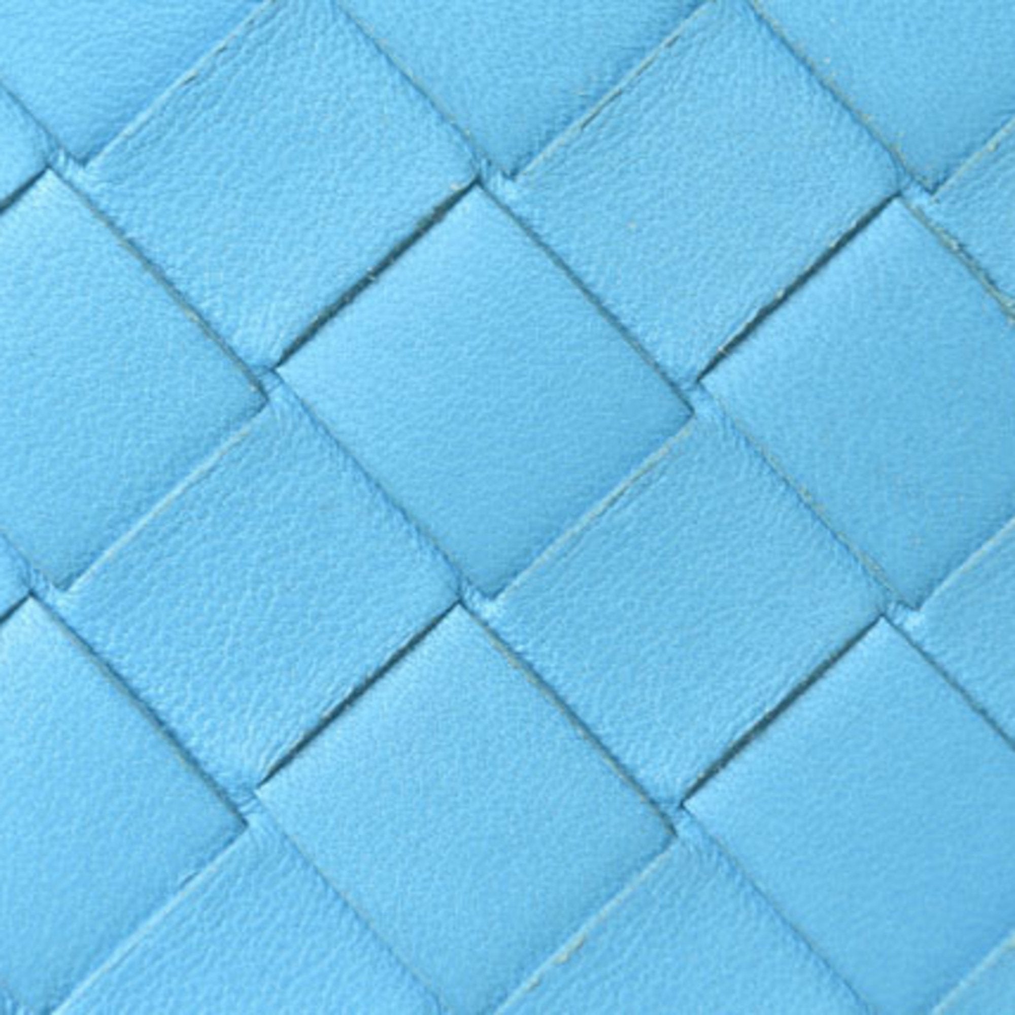 Bottega Veneta Intrecciato Light Blue Leather Long Wallet (Bi-Fold) (Pre-Owned)
