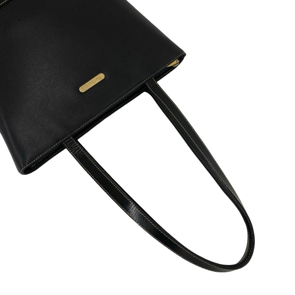 Burberry Black Leather Handbag Tote Bag (Pre-Owned)