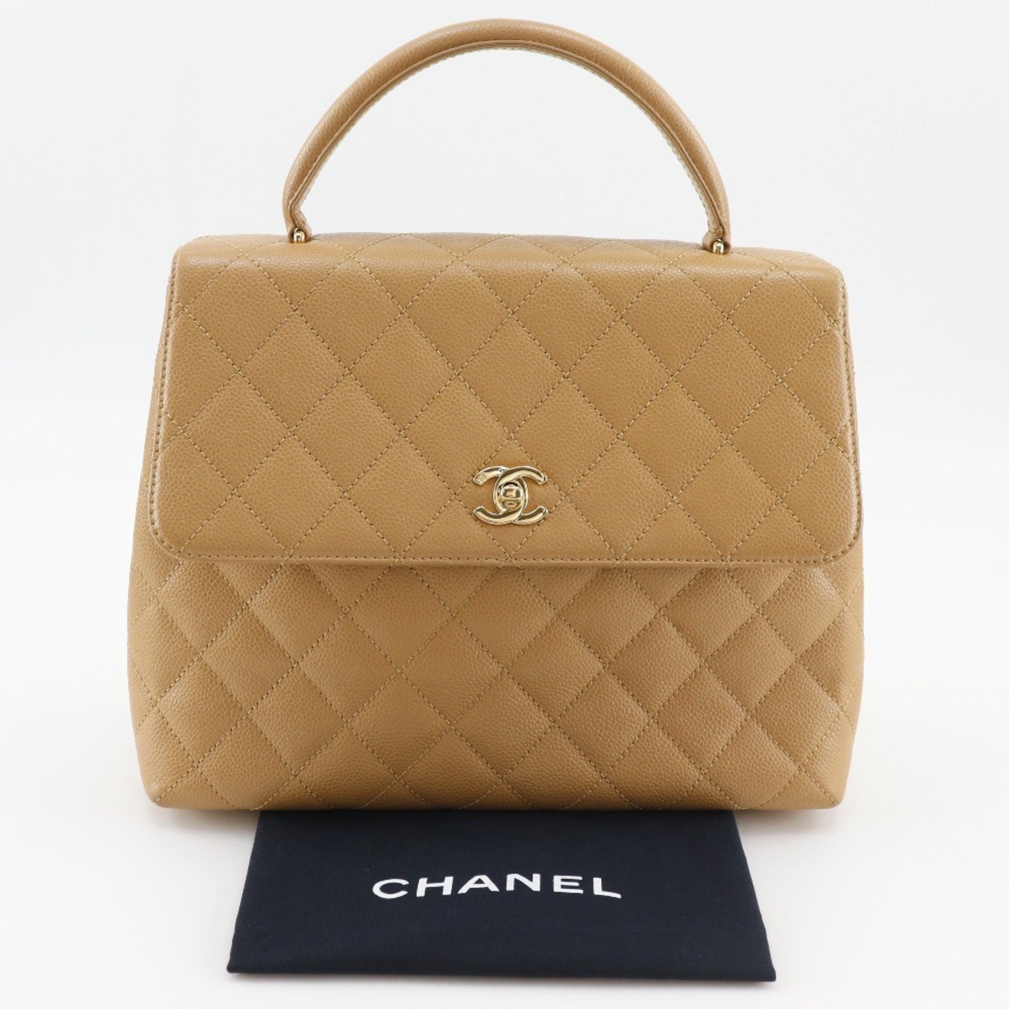 Chanel Beige Grained Calfskin Handbag (Pre-Owned)