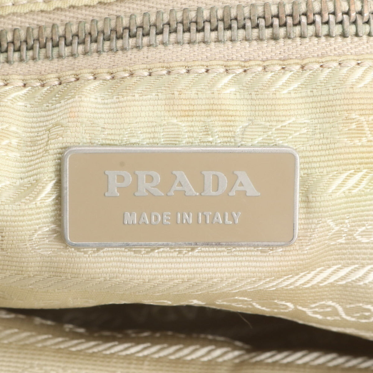 Prada Beige Leather Nylon Handbag Tote Bag (Pre-Owned)