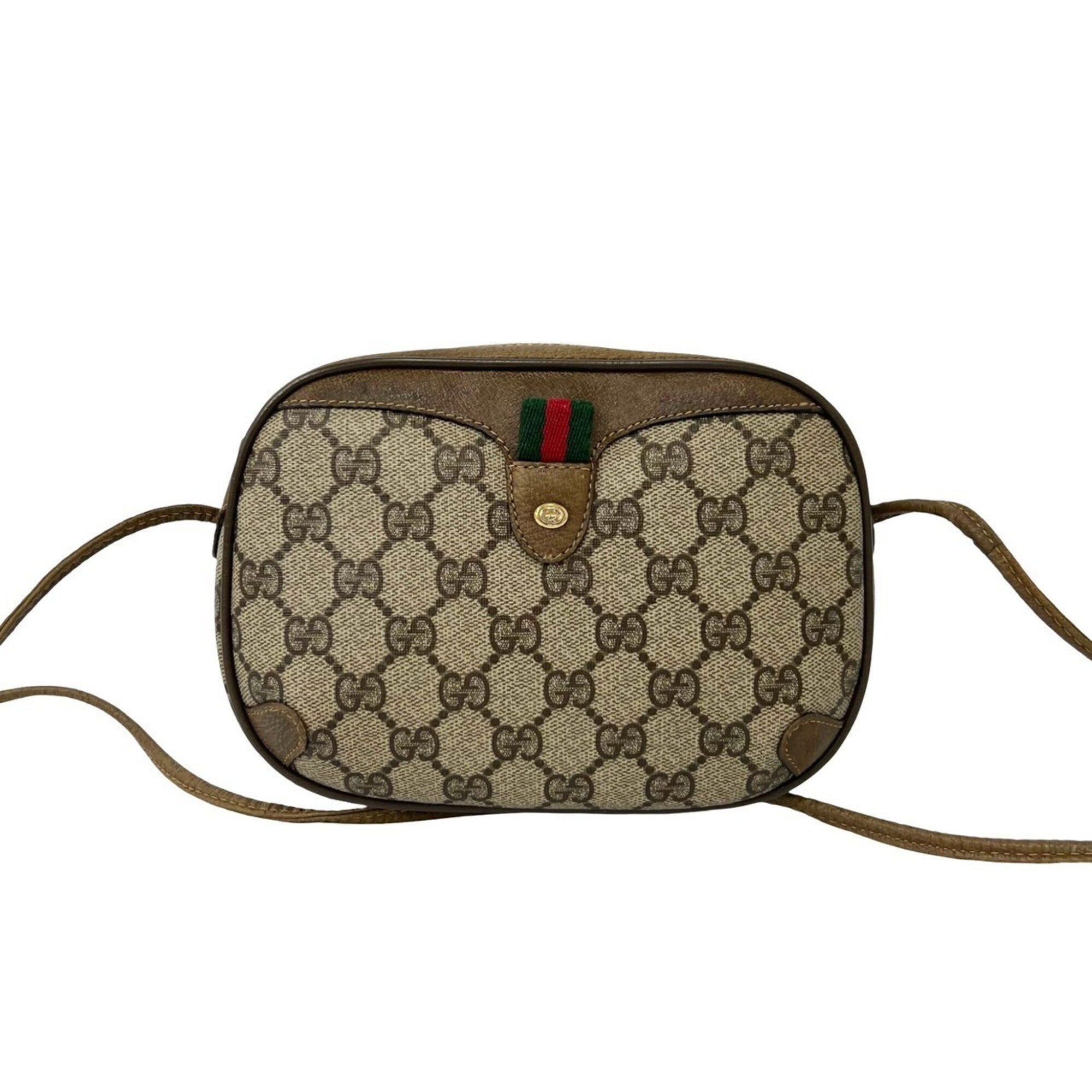 Gucci Brown Green Red Color Leather Pvc Pochette Shoulder Bag (Pre-Owned)