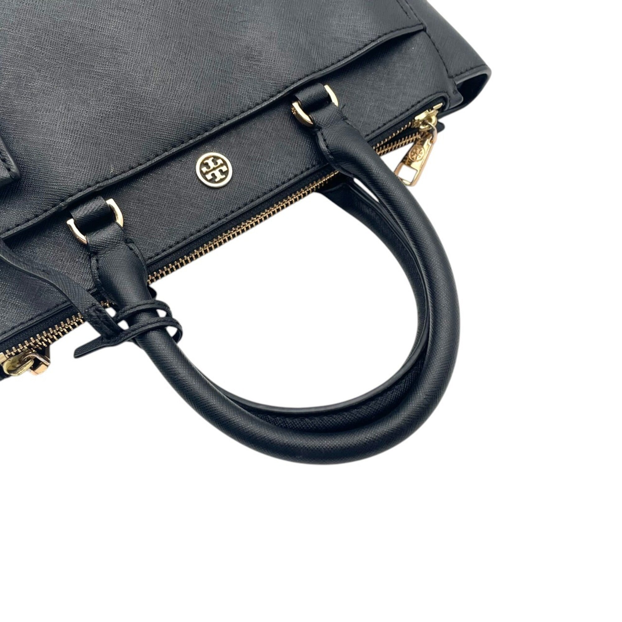 Tory Burch Black Leather Handbag Shoulder Bag Tote Bag (Pre-Owned)