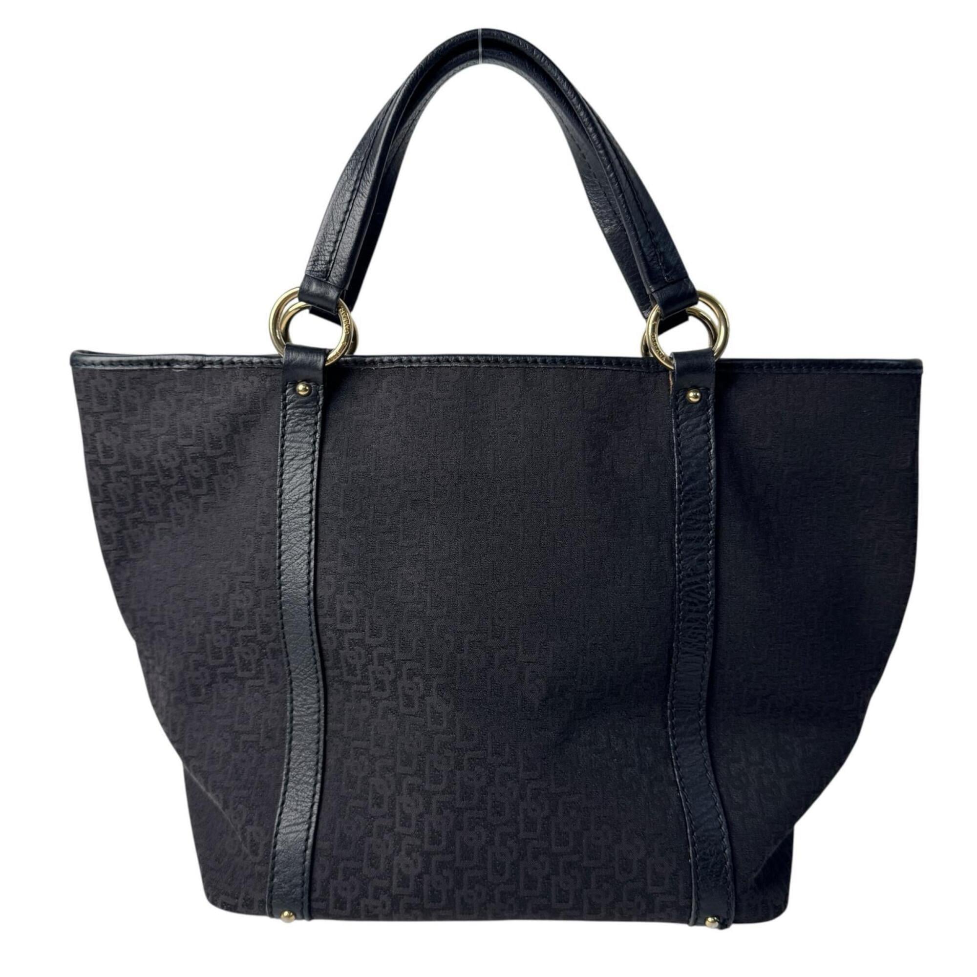 Dolce & Gabbana Dark Brown Canvas Leather Handbag Tote Bag (Pre-Owned)