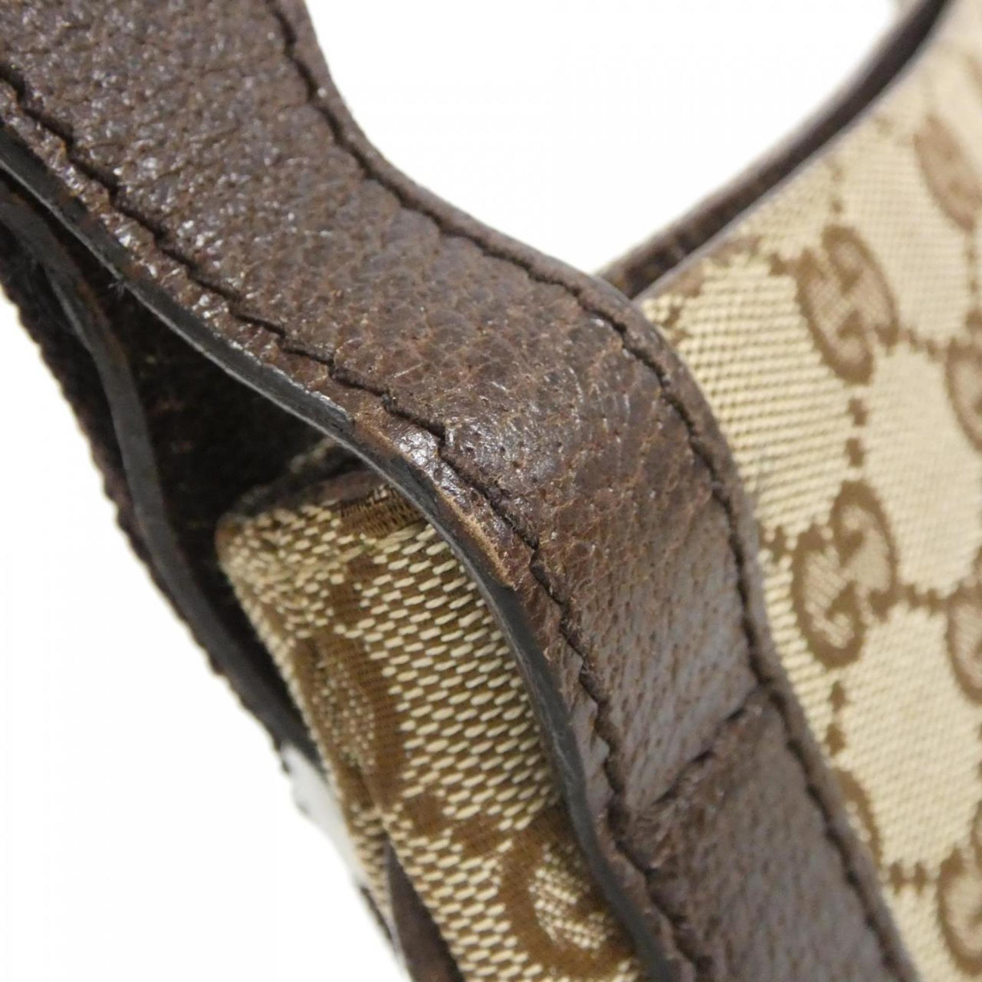 Gucci Gg Canvas Beige Dark Brown Gg Canvas Shoulder Bag (Pre-Owned)