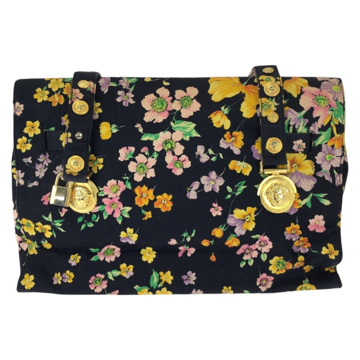 Versace Multi-Color Canvas Shoulder Bag Tote Bag (Pre-Owned)